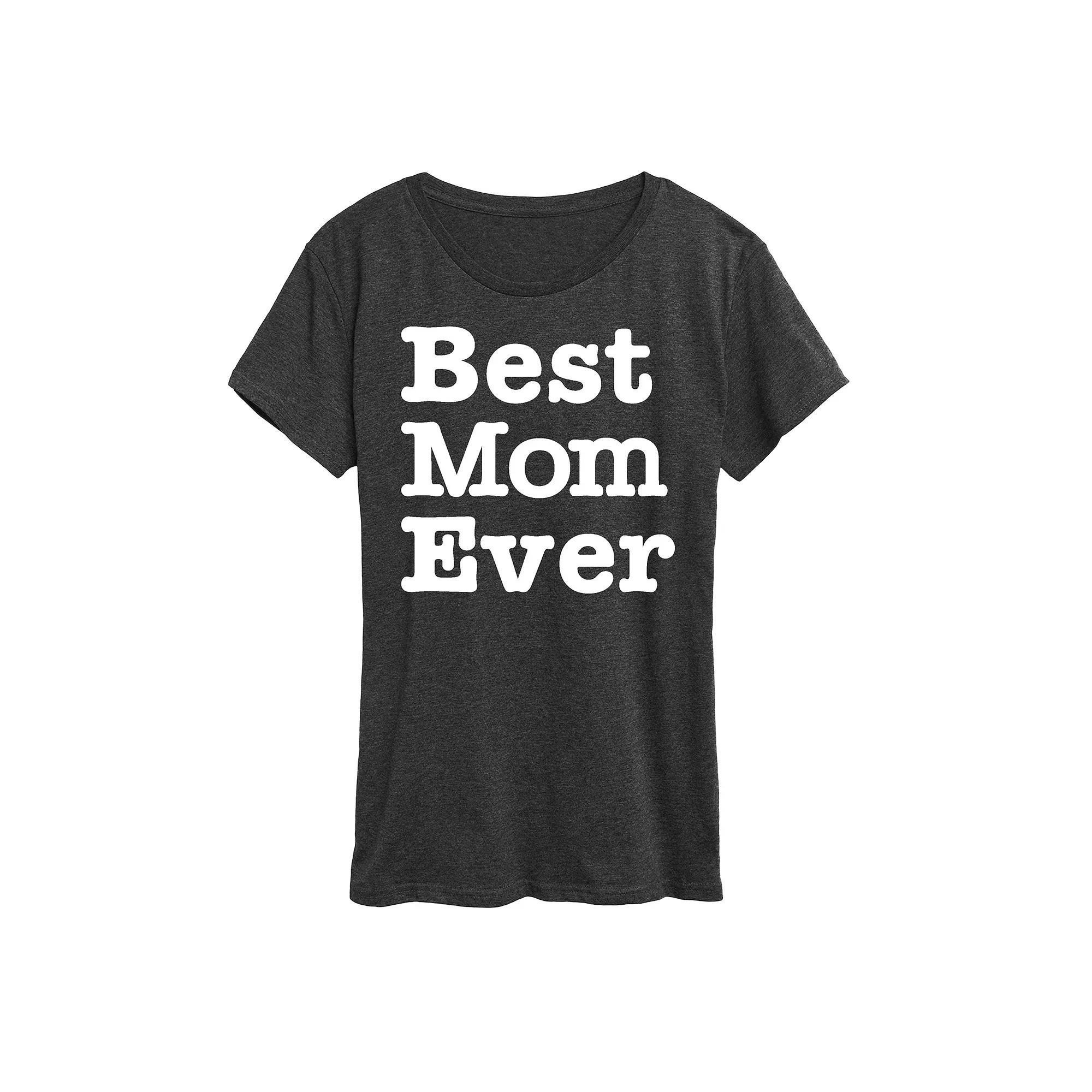 Womens Best Mom Ever Graphic Tee Grey Dark Red Product Image