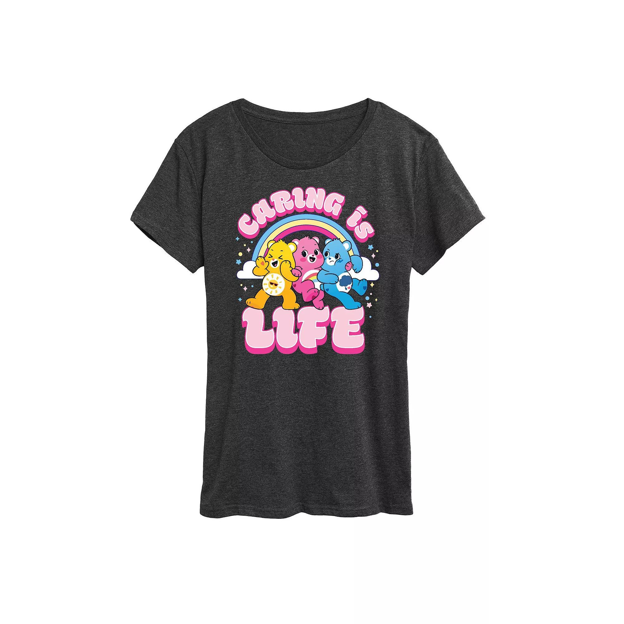Womens Care Bears Caring Is Life Graphic Tee, Girls Heather Grey Product Image