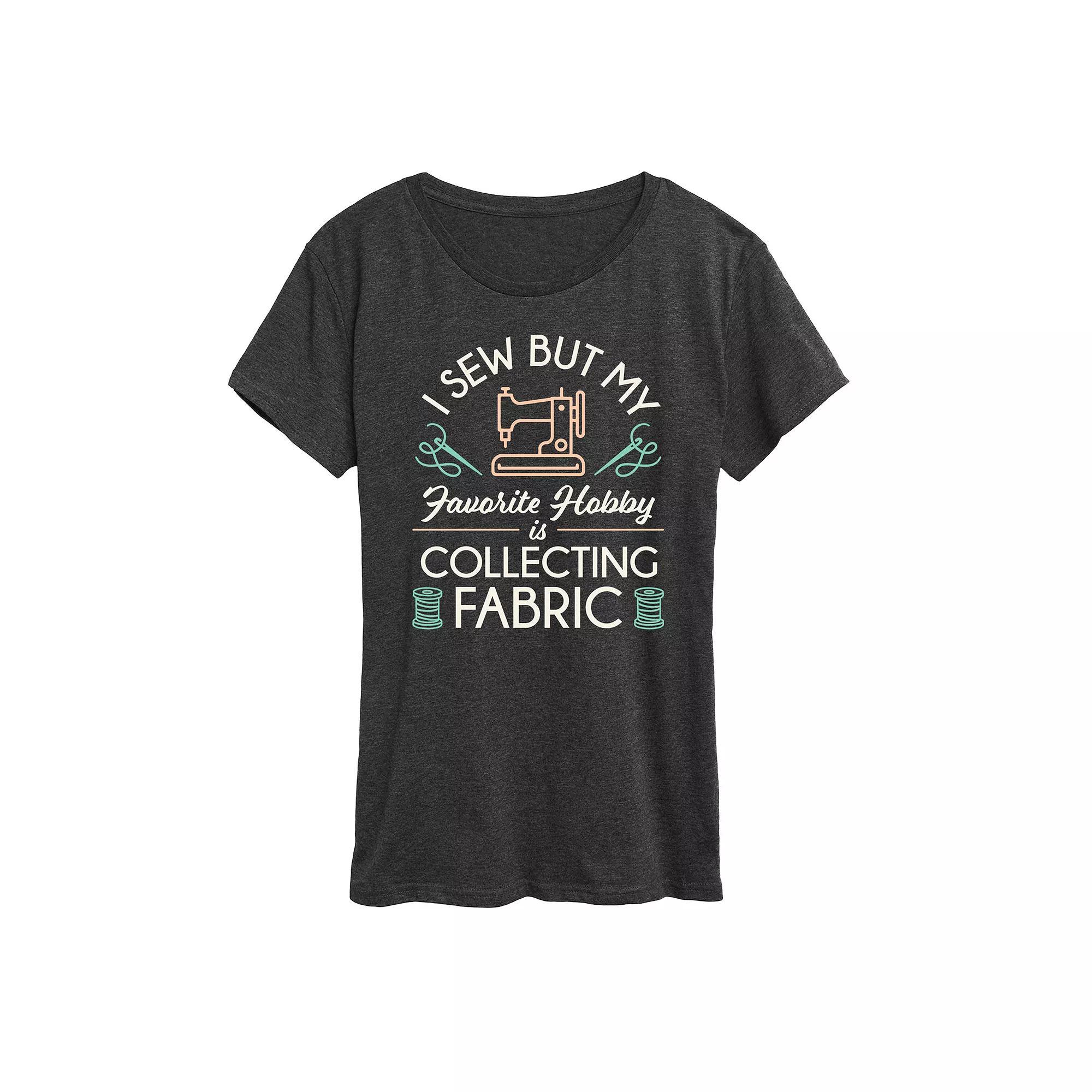 Womens My Hobby Is Collecting Fabric Graphic Tee Heather Grey Product Image