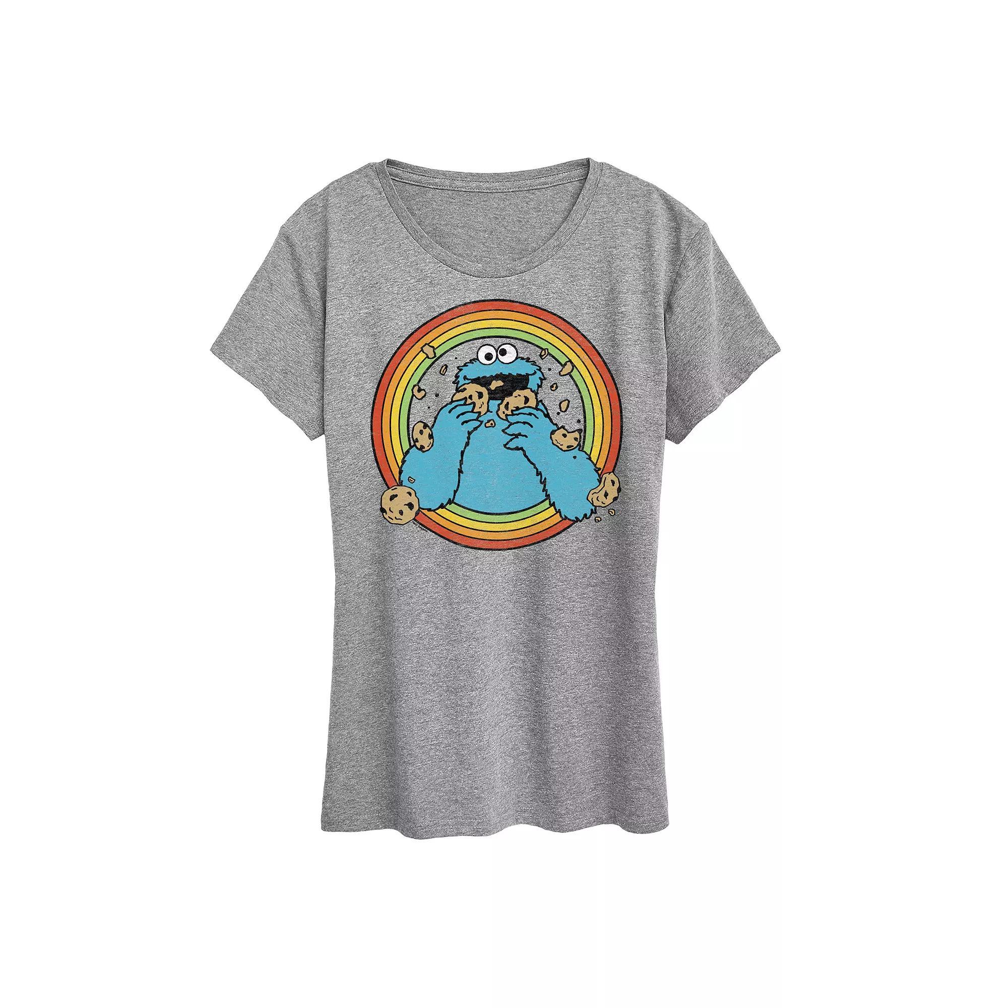 Womens Sesame Street Retro Cookie Graphic Tee Grey Gray Product Image