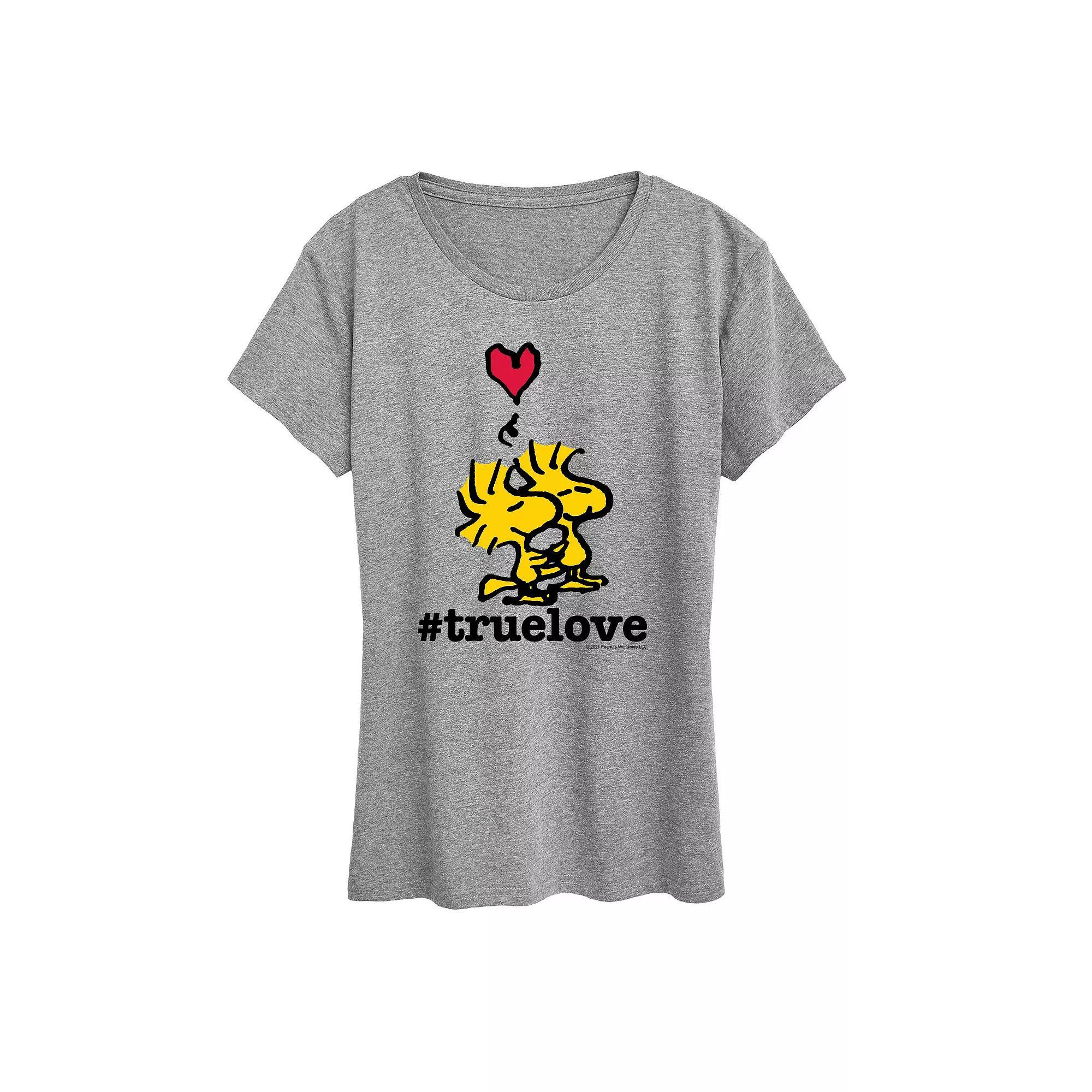 Womens Peanuts Truelove Woodstock Graphic Tee Grey Gray Product Image