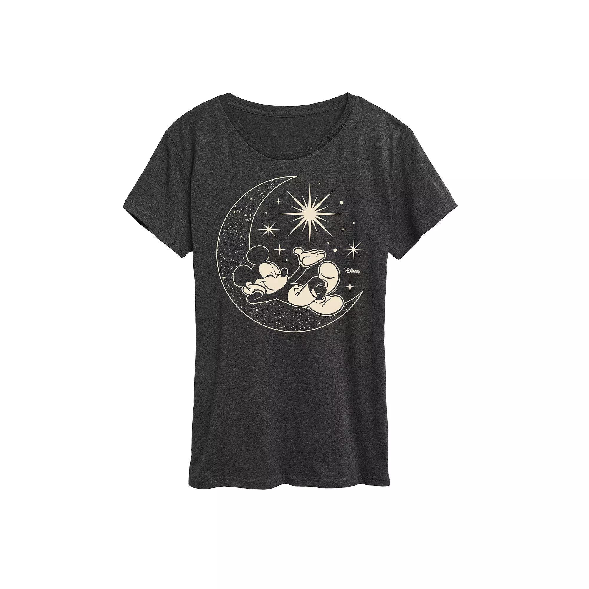 Disney's Mickey Mouse Plus Celestial Moon Graphic Tee, Women's, Size: 1XL, Heather Grey Product Image
