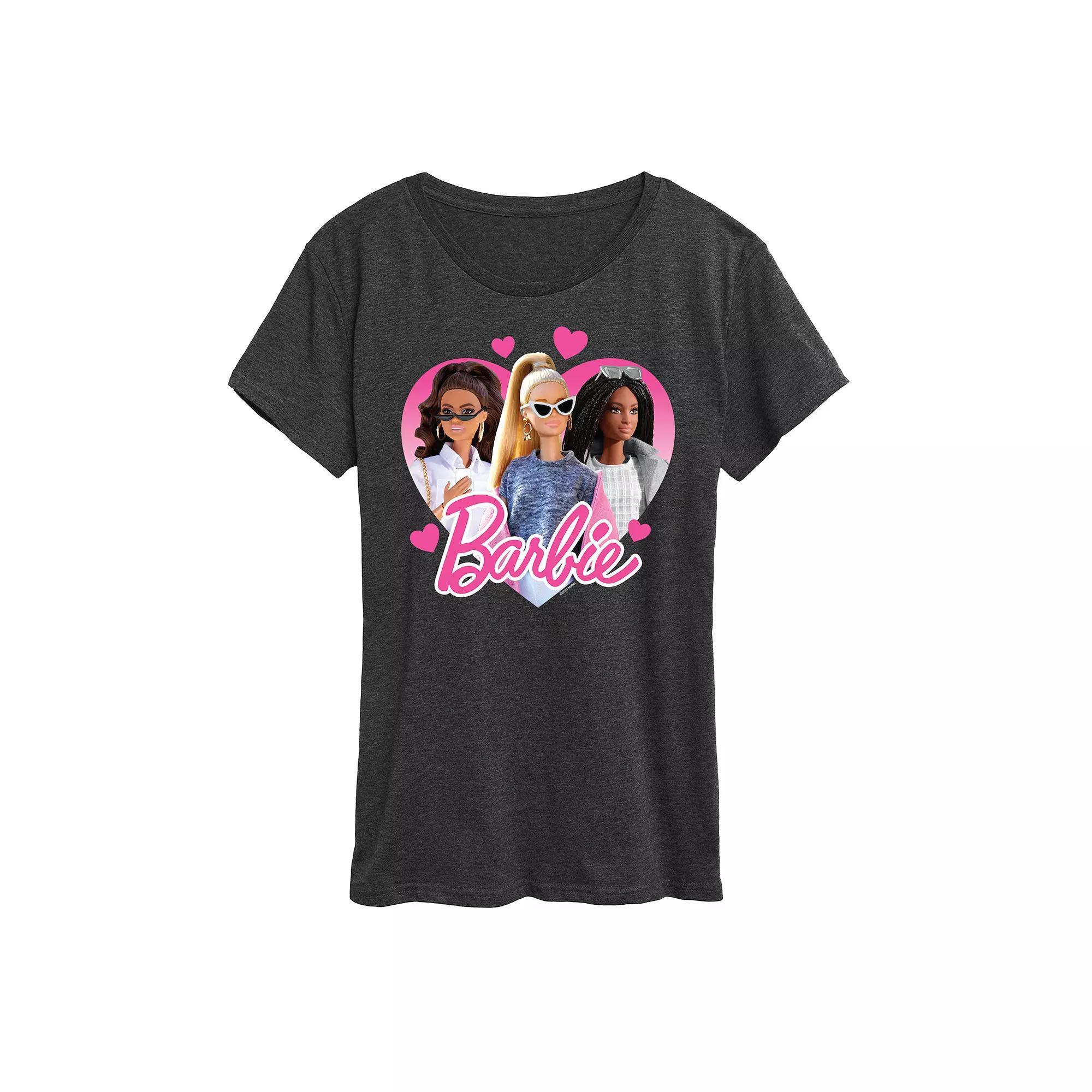 Womens Barbie Group Heart Graphic Tee Heather Grey Product Image