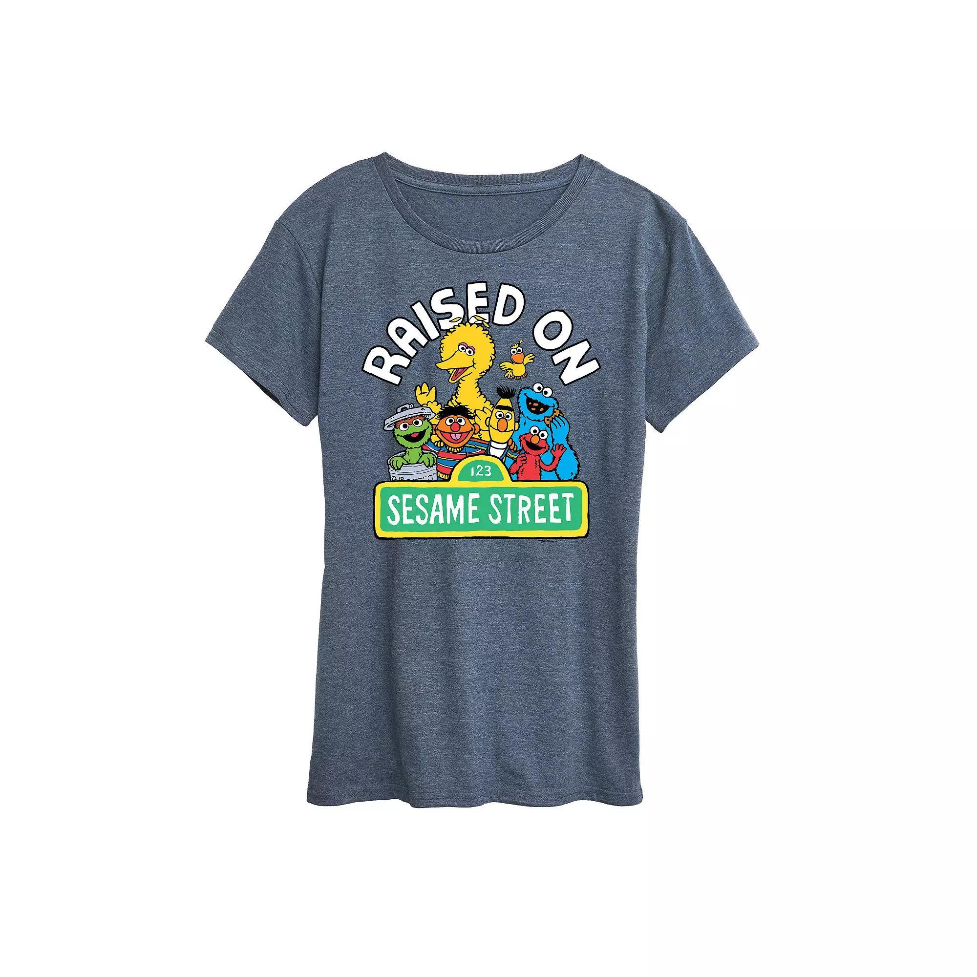 Women's Sesame Street Raised Graphic Tee, Girl's, Size: Small, Grey Gray Product Image