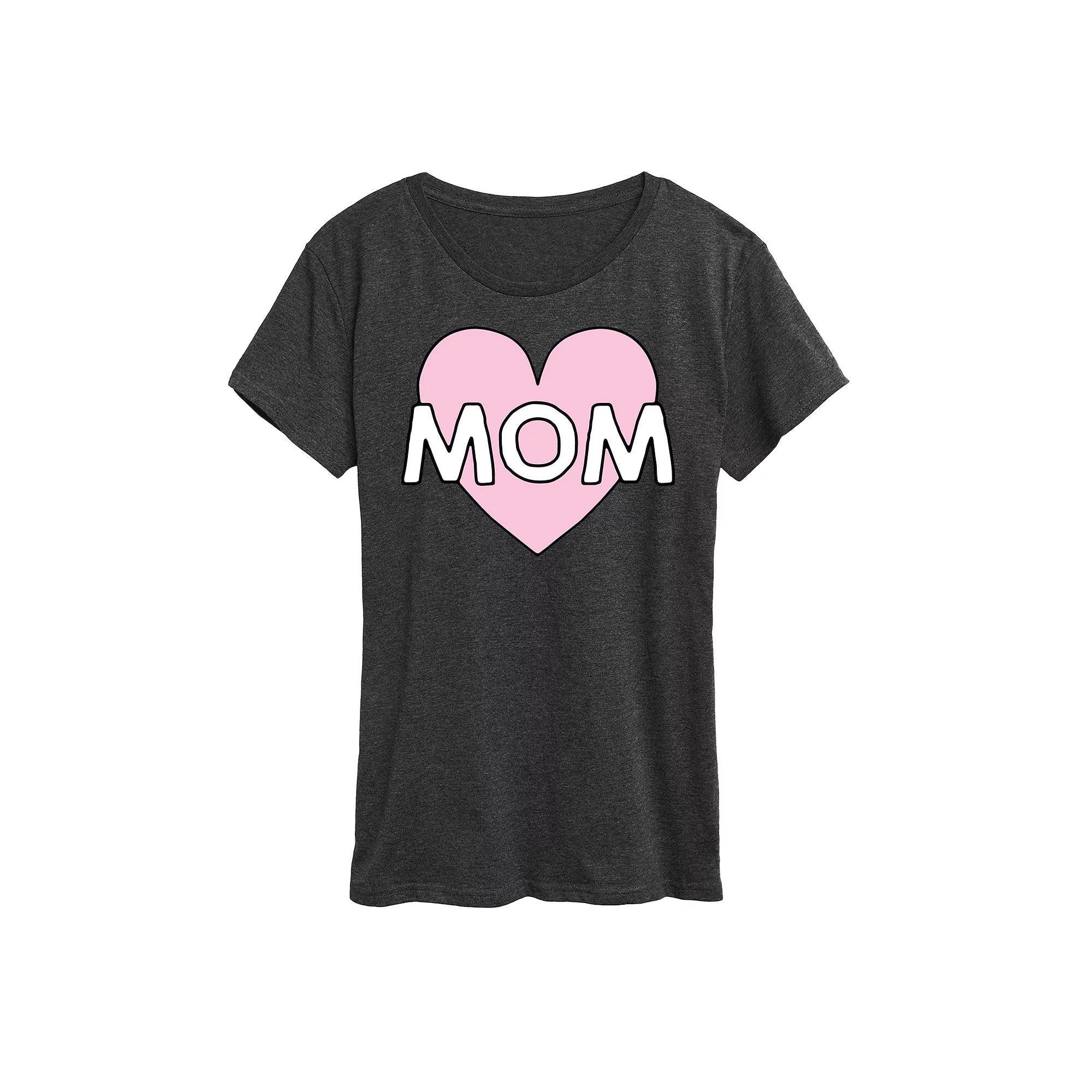 Women's Mom Heart Graphic Tee, Size: Medium, Grey Gray Product Image