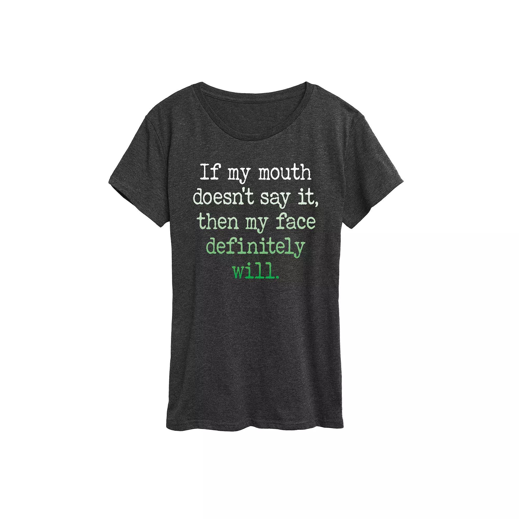 Womens If My Mouth Doesnt Say It Graphic Tee, Girls Heather Grey Product Image