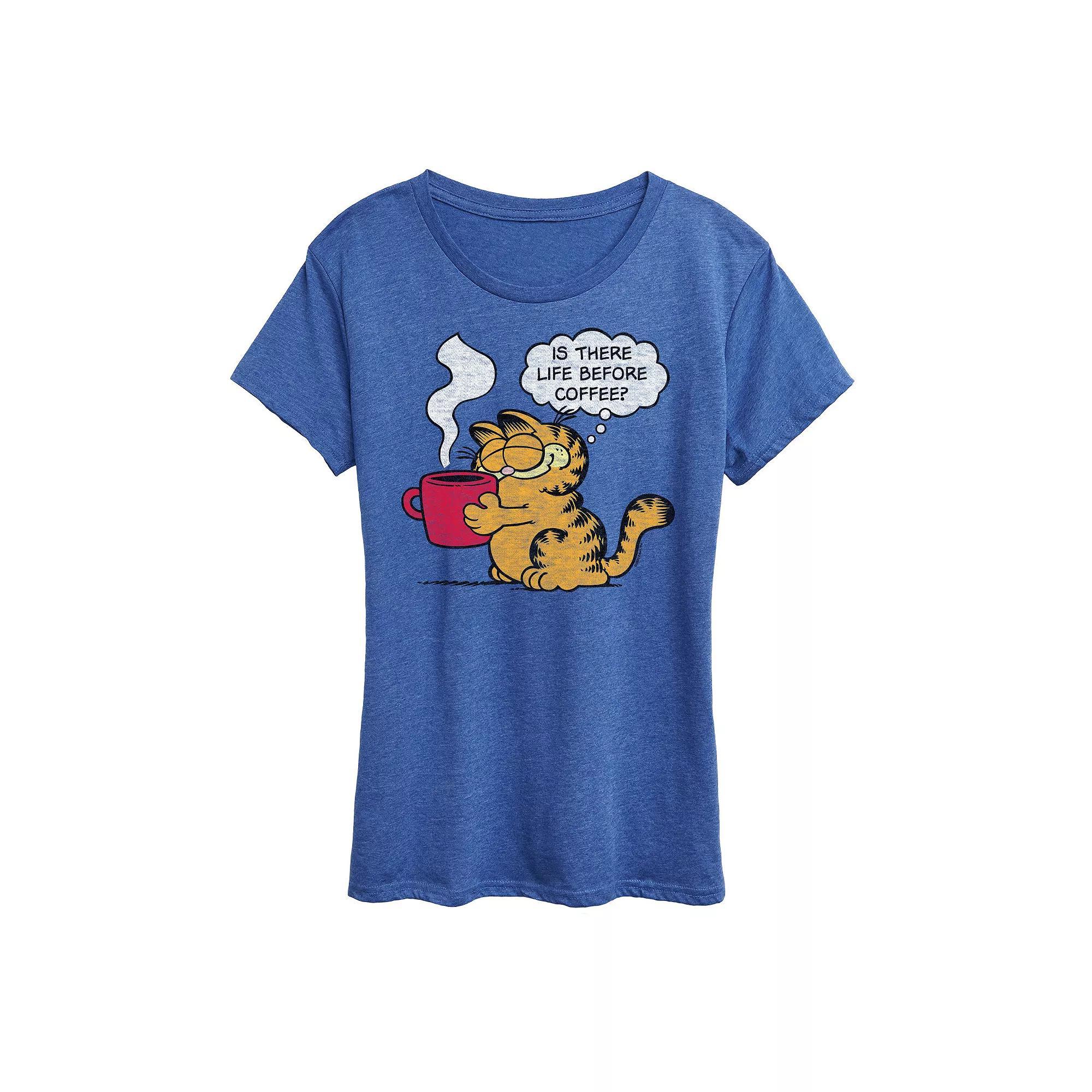 Women's Garfield Life Before Coffee Graphic Tee, Girl's, Size: Medium, Grey Gray Product Image