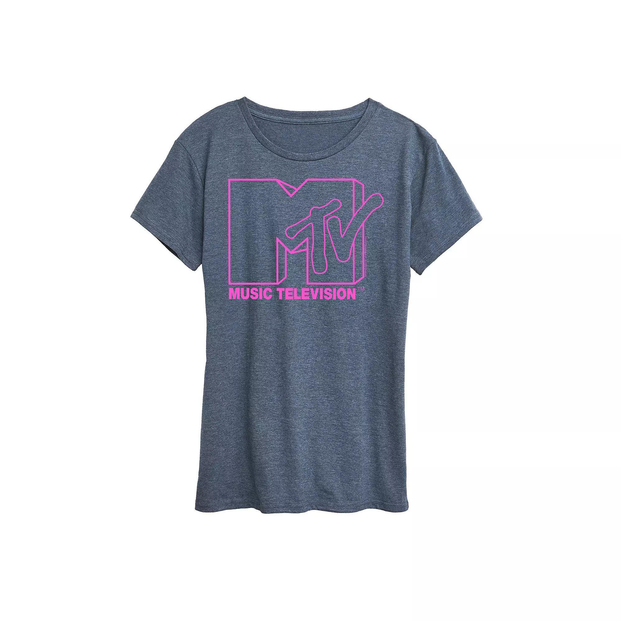 Womens Line Drawing Sea Turtle Graphic Tee Grey Blue Product Image
