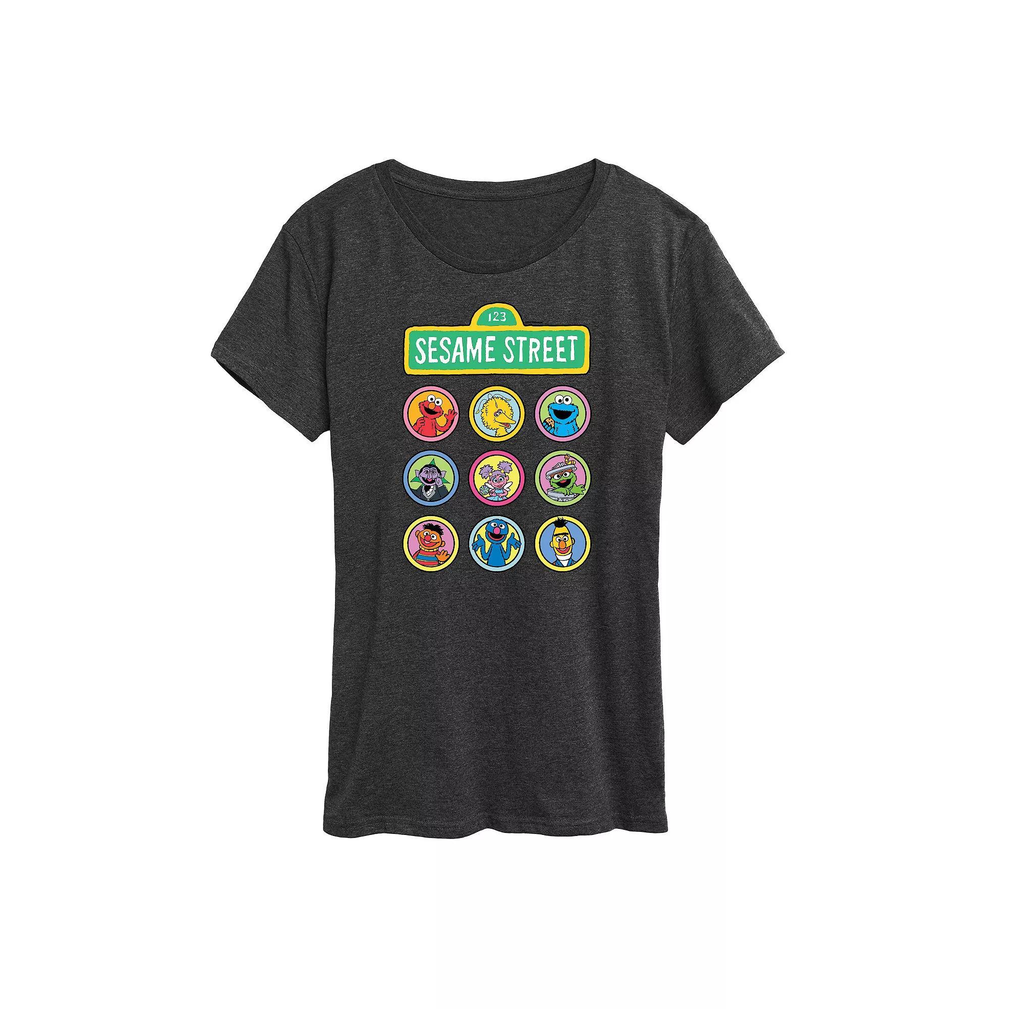 Womens Sesame Street Character Grid Graphic Tee, Girls Product Image