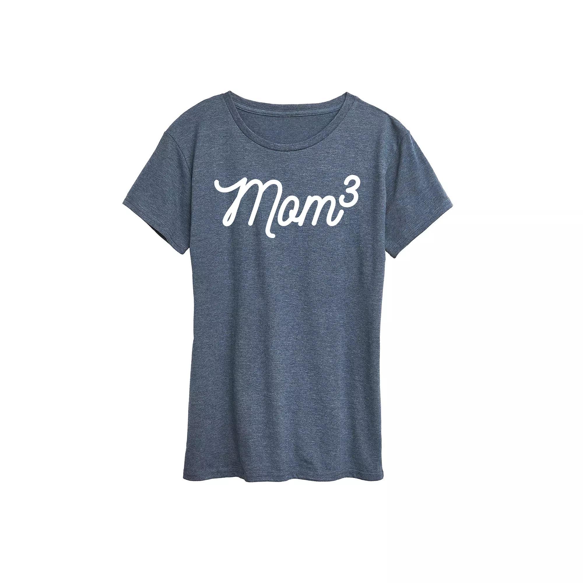 Womens Mom To The 3rd Power Graphic Tee Grey Blue Product Image