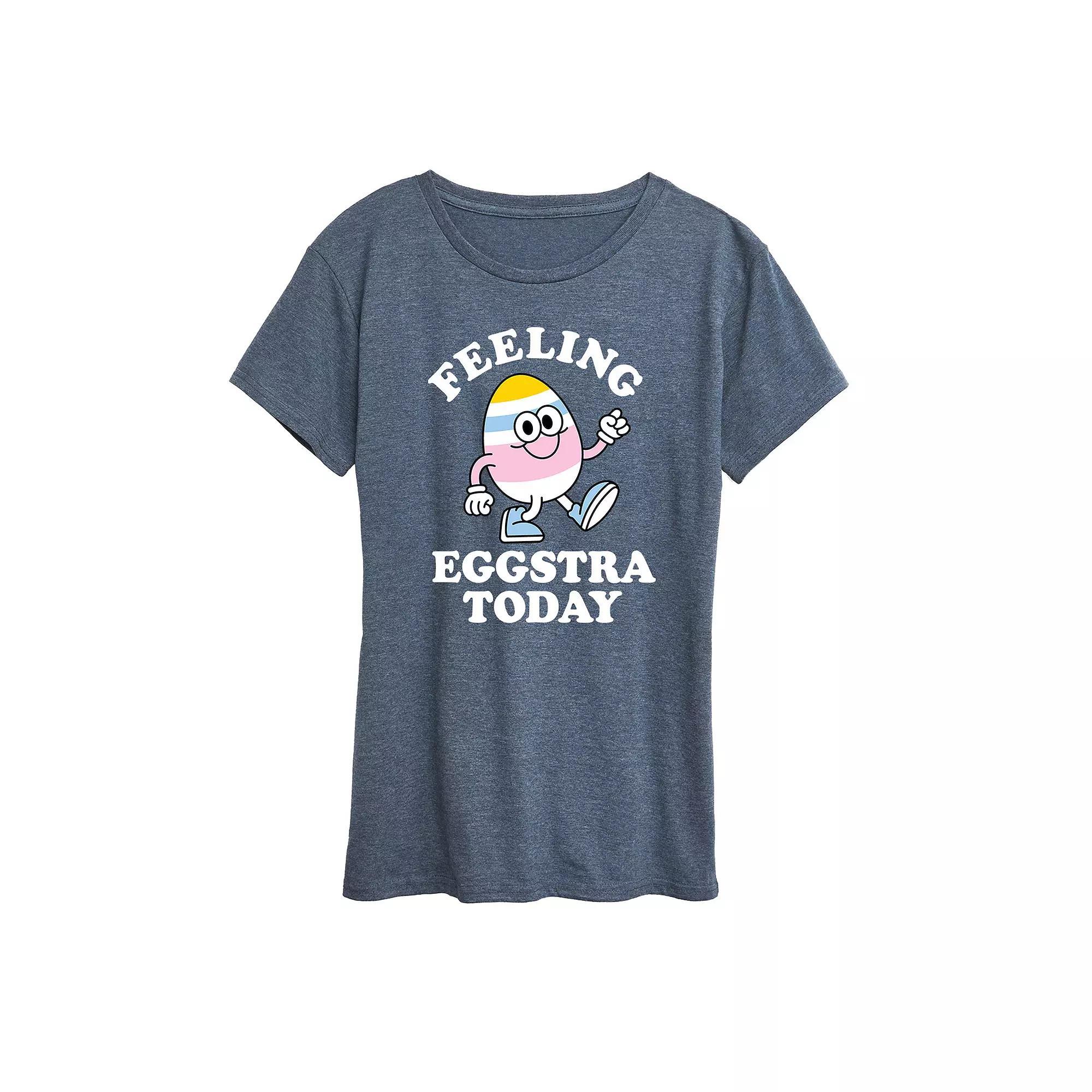 Womens Feelin Eggstra Graphic Tee Grey Royal Blue Product Image