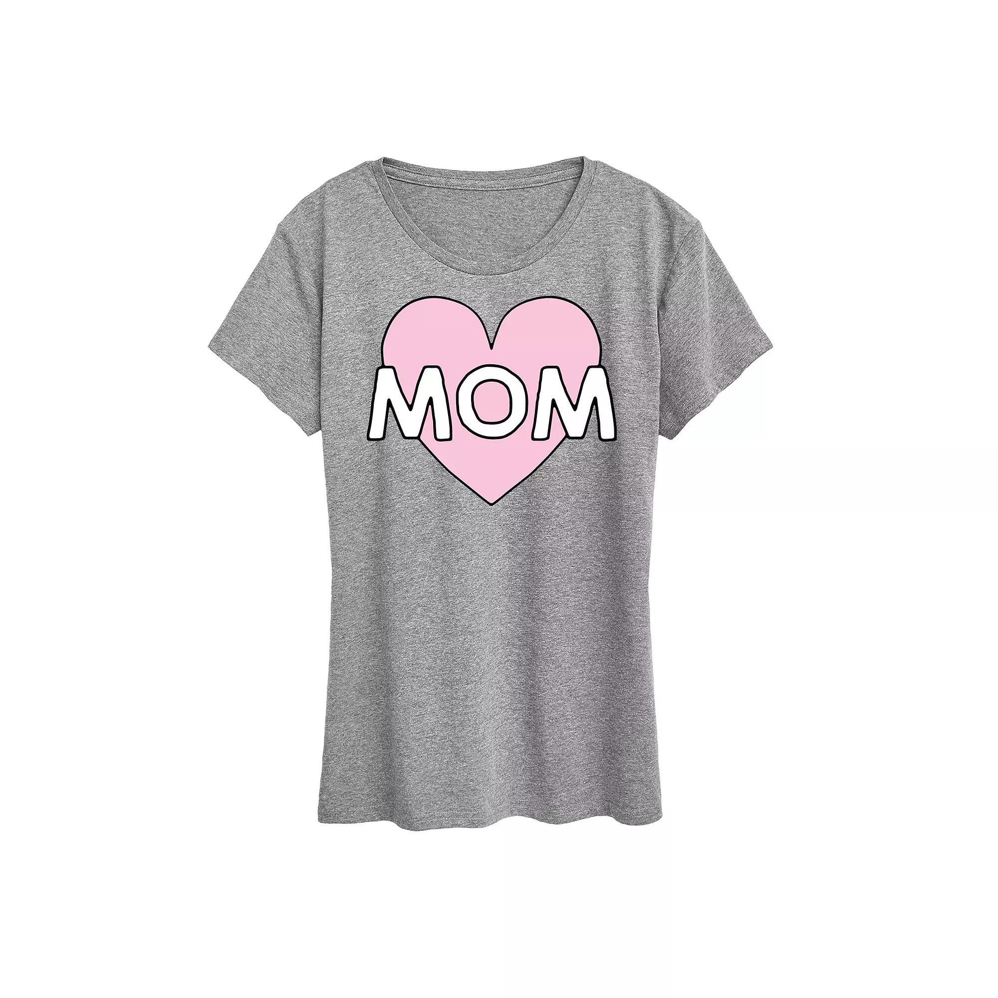 Women's Mom Heart Graphic Tee, Size: Medium, Grey Gray Product Image