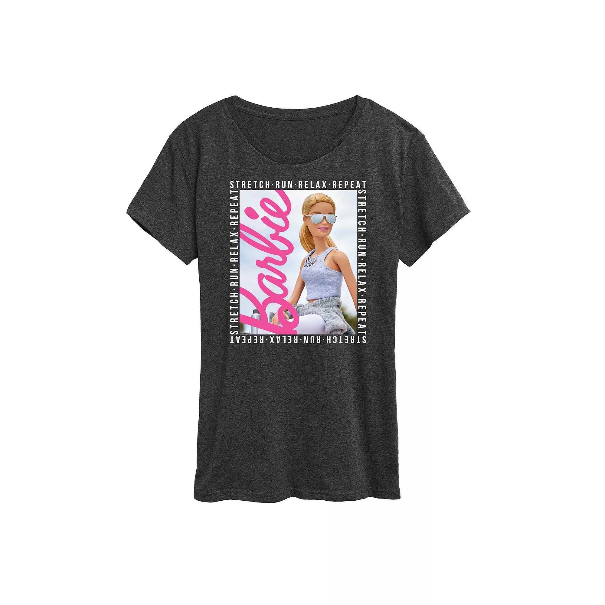 Womens Barbie Stretch Run Relax Repeat Graphic Tee Product Image