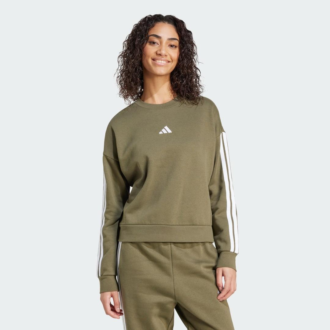 adidas Essentials 3-Stripes Fleece Sweatshirt Black M Womens Product Image