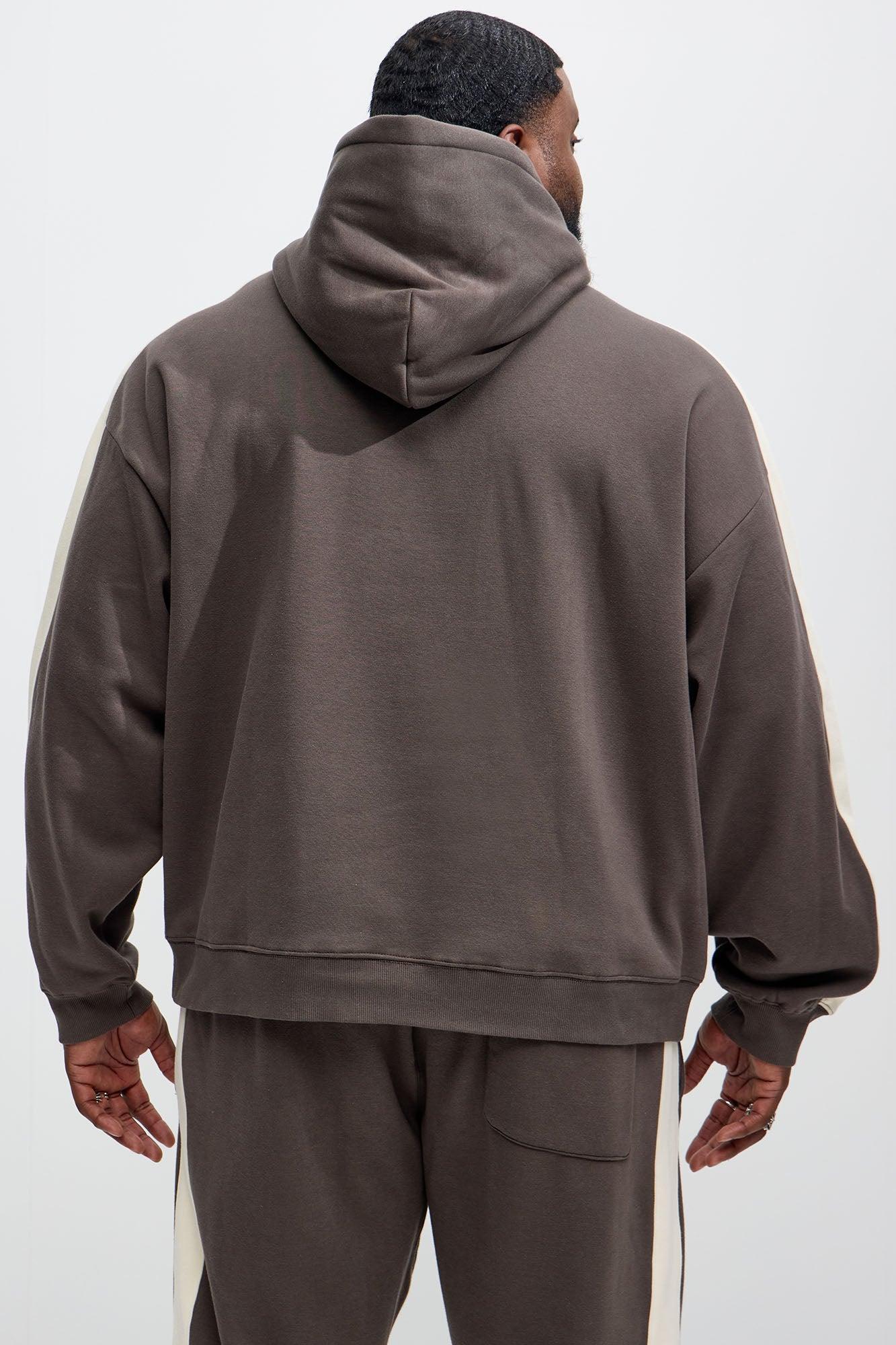 Tyson Heavyweight Oversized Striped Hoodie - Olive Product Image