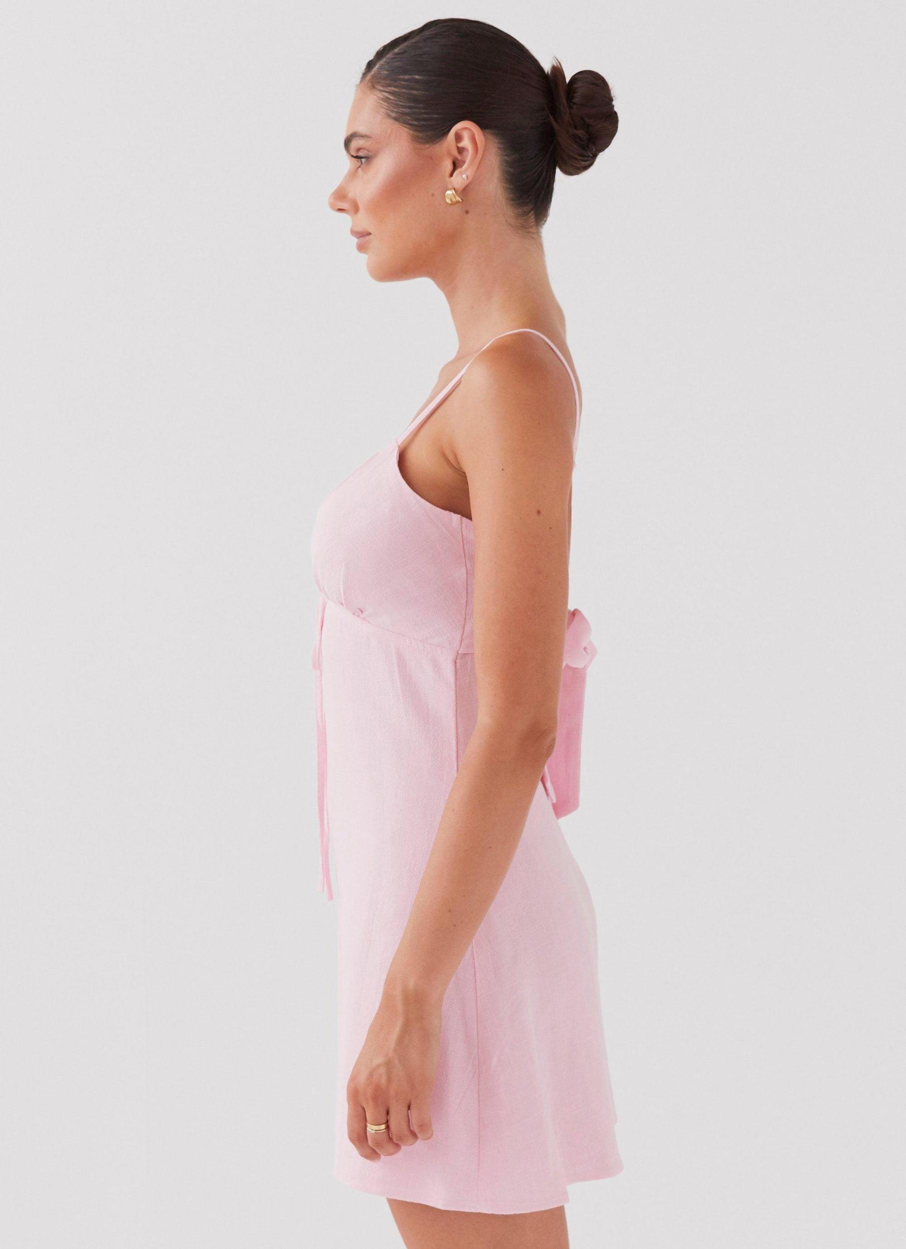 Flora Linen Mini Dress - Candy Product Image