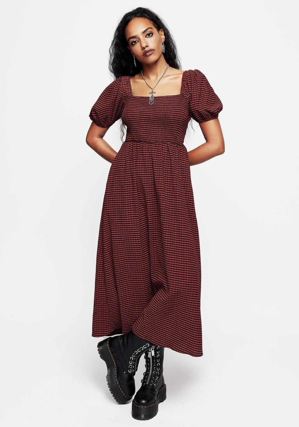 Carmine Check Midaxi Smock Dress Product Image