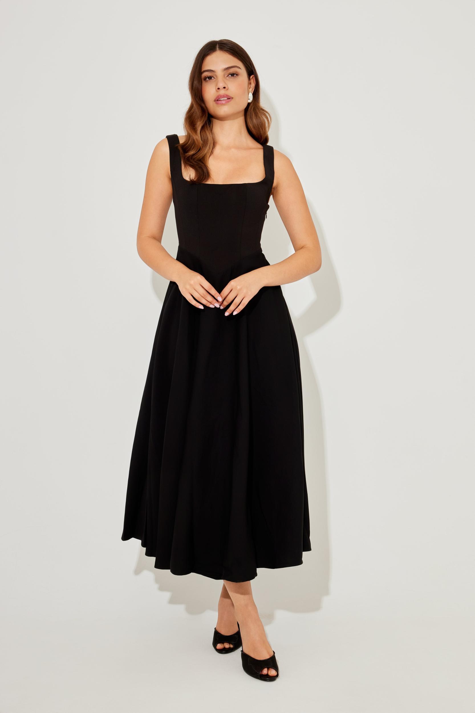 The Ultimate Muse High Waist Square Neck Midi Dress Product Image