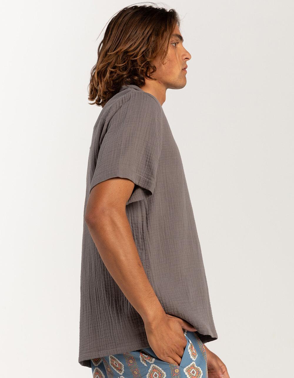 RSQ Mens Gauze Camp Shirt - DARK GRAY Product Image