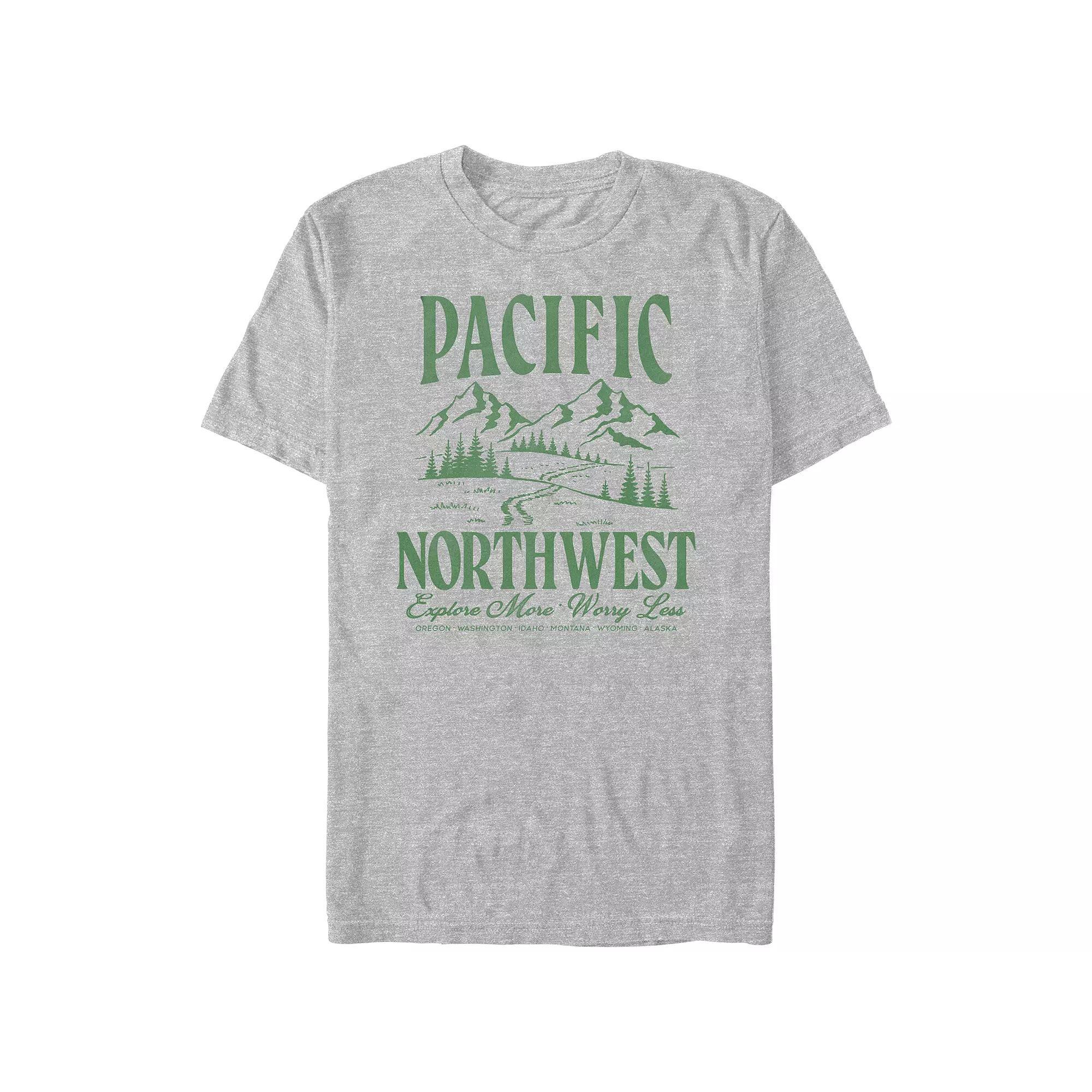 Big & Tall Pacific Northwest Graphic Tee, Men's, Size: XXL Tall, Athletic Grey Product Image