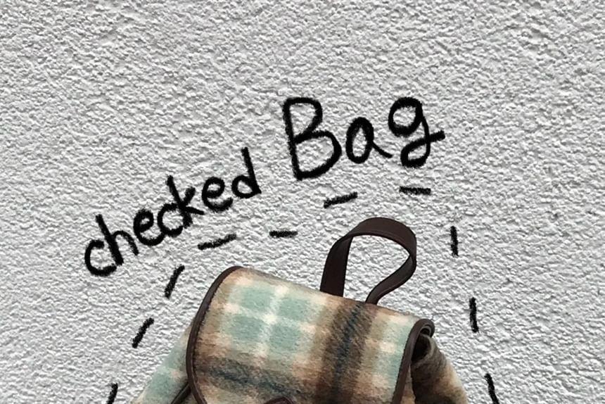 Plaid Buckled Flap Backpack Product Image
