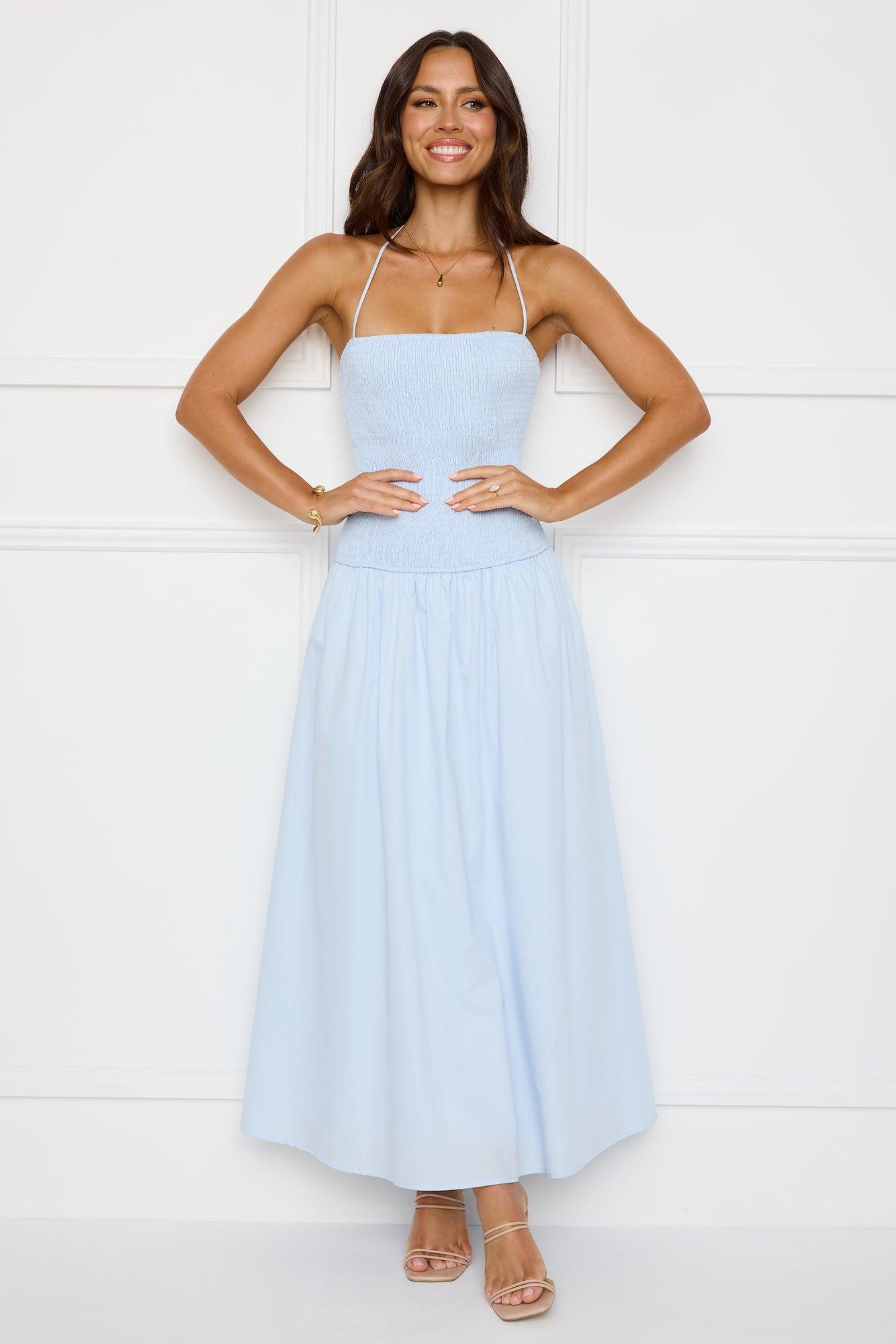 Unmatched Energy Halter Maxi Dress Blue Product Image