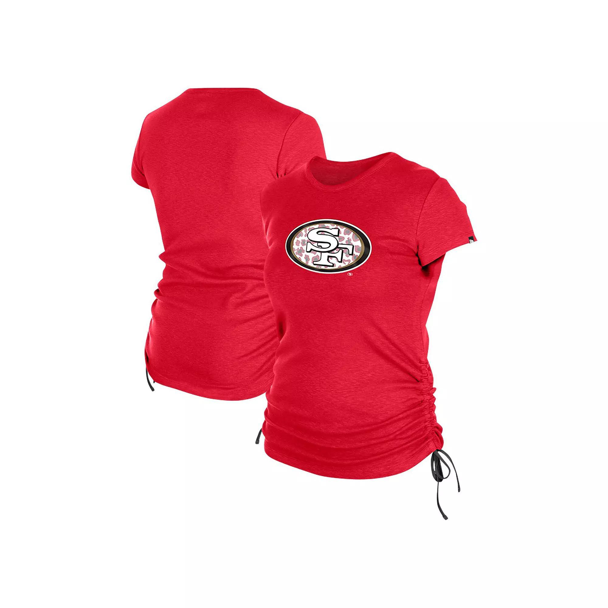 Women's New Era Red San Francisco 49ers Ruched Side T-Shirt, Size: Medium Product Image