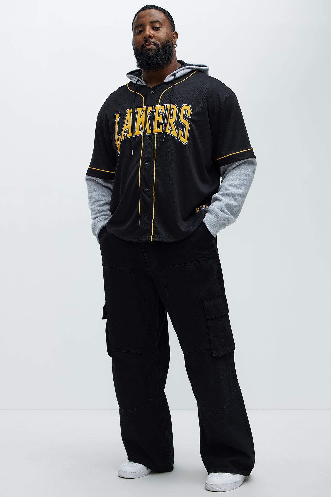 Lakers Clean Up Button Hoodie - Black Product Image