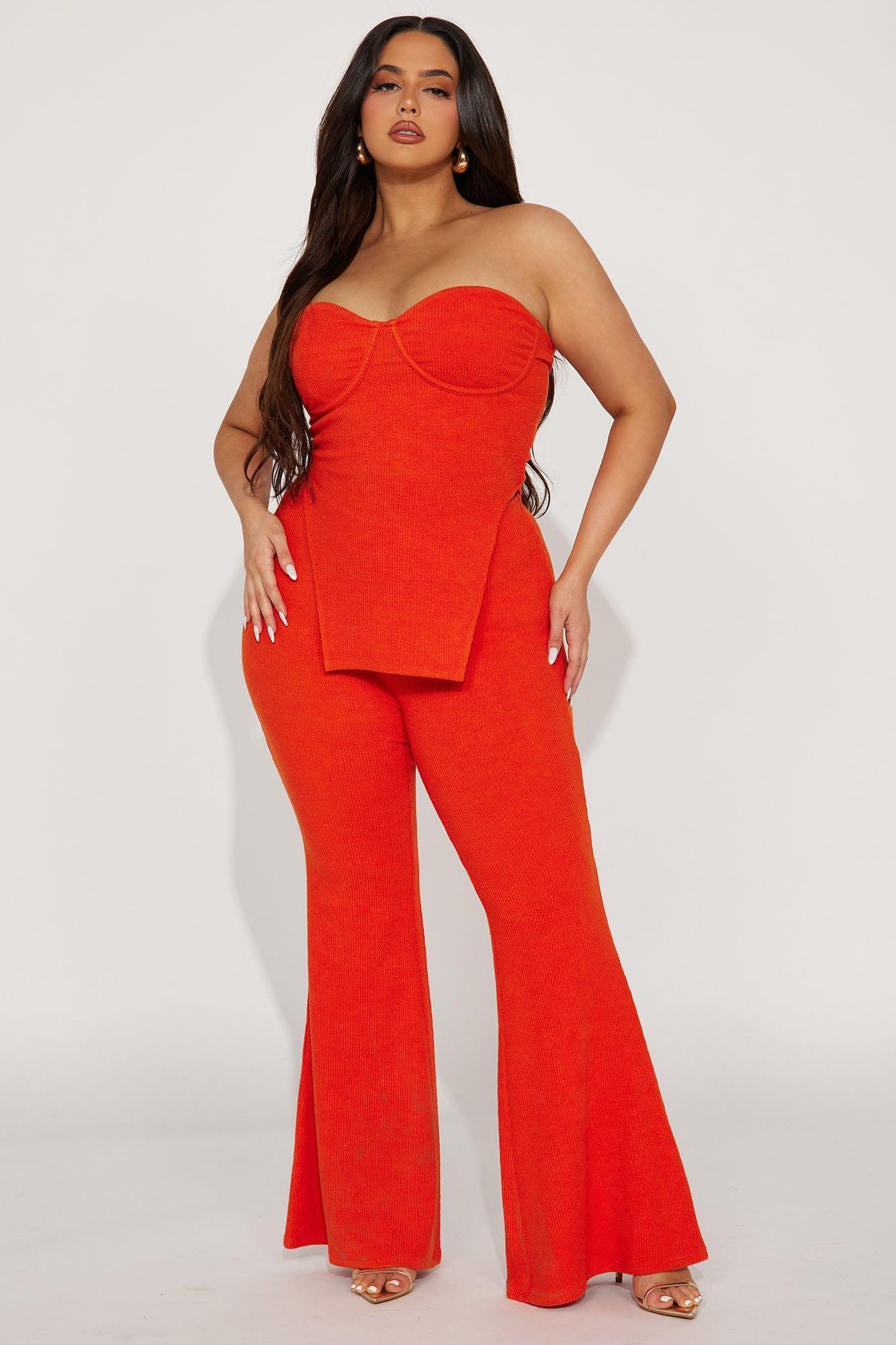 Call My Name Ribbed Pant Set - Orange Product Image