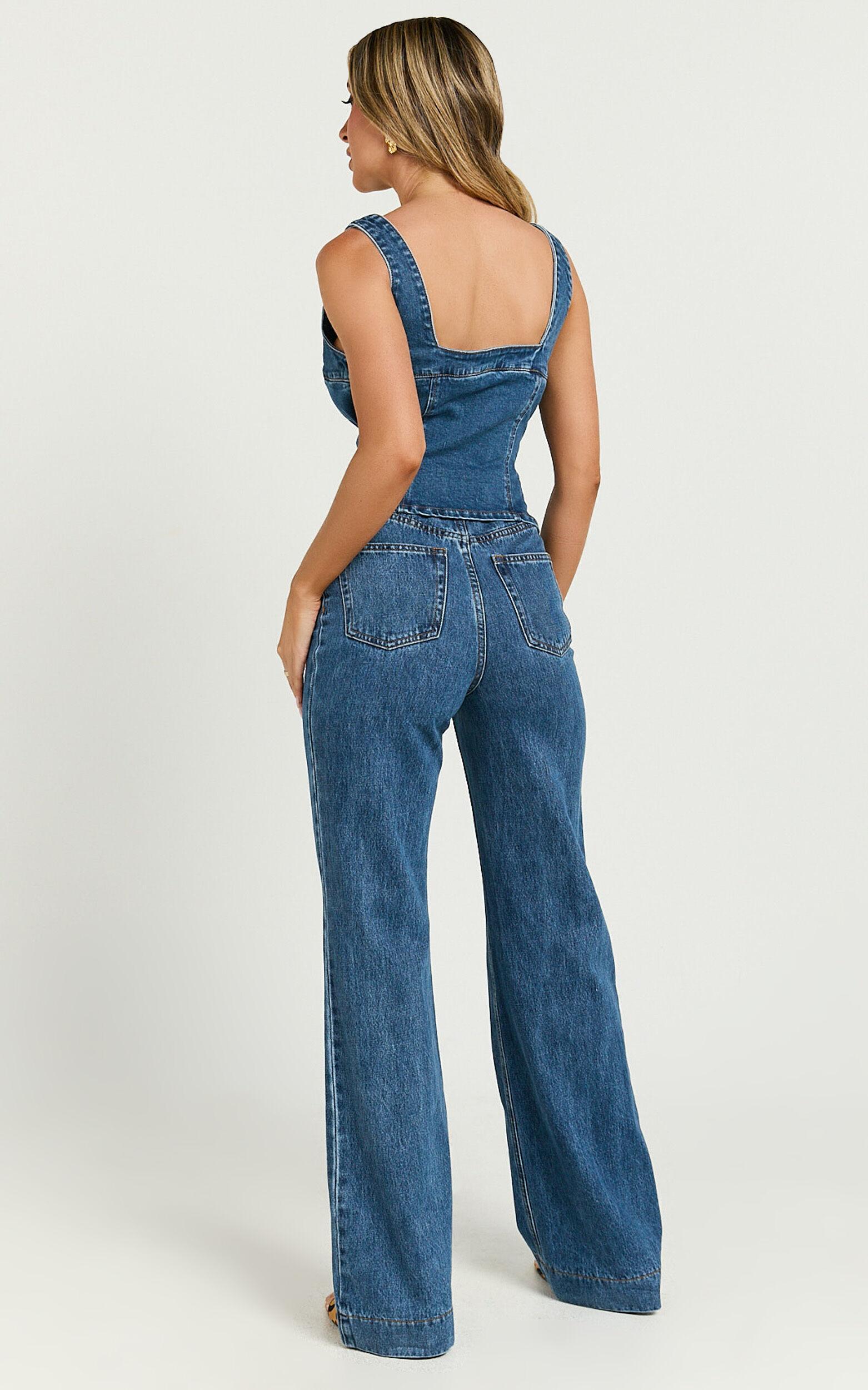 Bellerose Top - Front Zip Denim Fitted Top in Dark Blue Wash Product Image