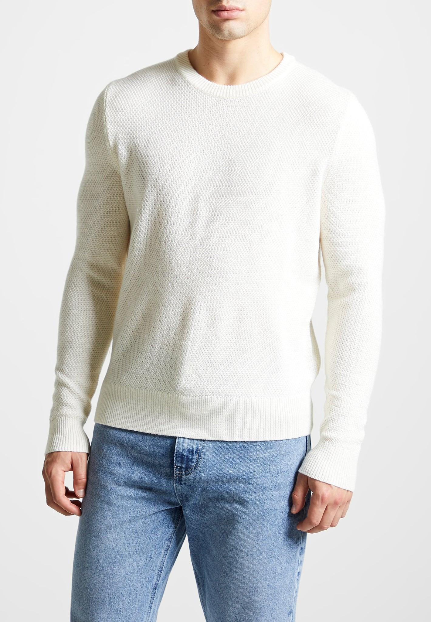 Gabin - Textured Wool Blend Jumper - Cream Male Product Image