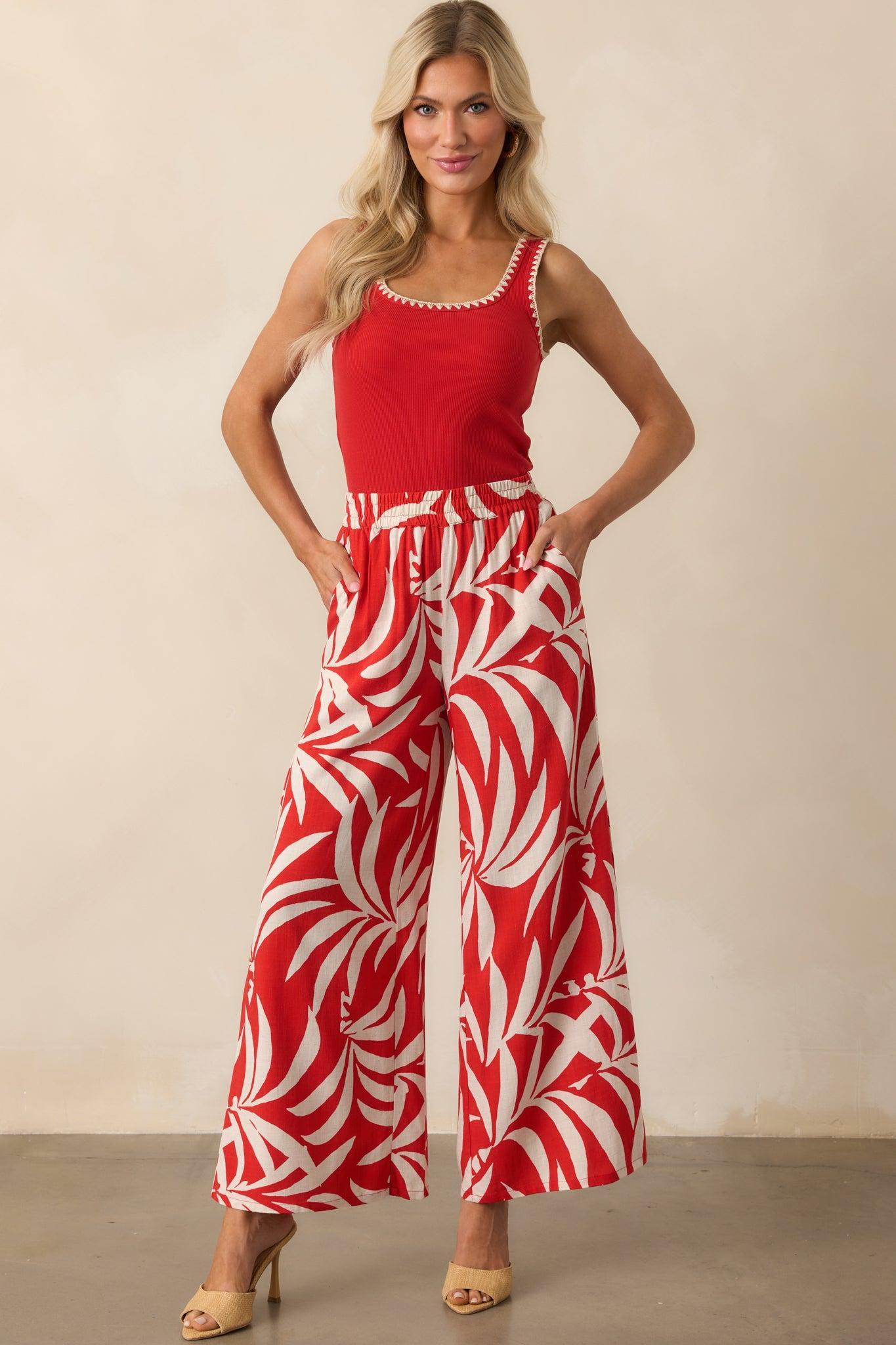 Z Supply Red Jaidynn Whipstitch Rib Tank Product Image