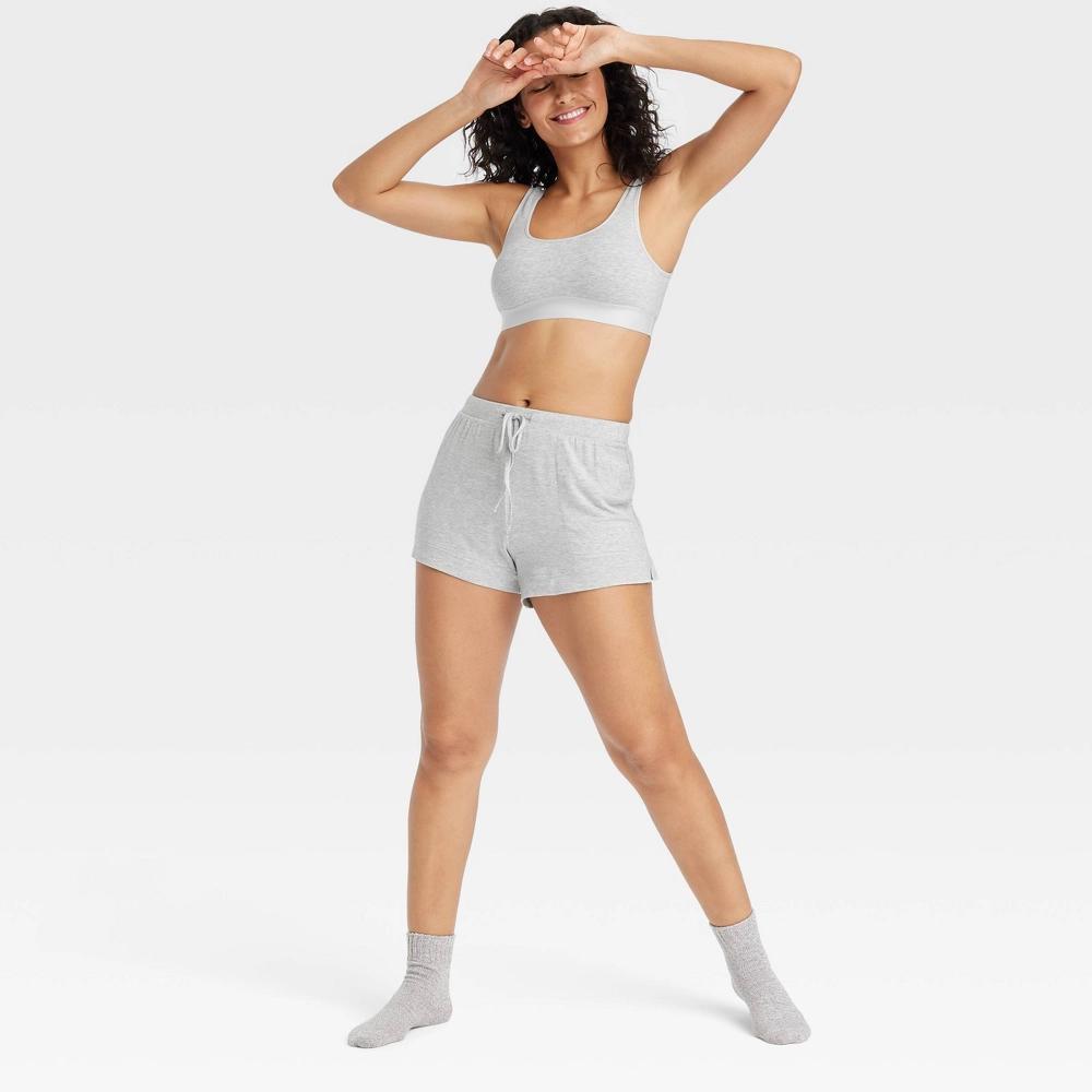 Women's Cloud Knit Pajama Shorts - Auden™ Heathered Gray XXL: Modal-Spandex Blend, Midweight, Pull-On Waist Product Image