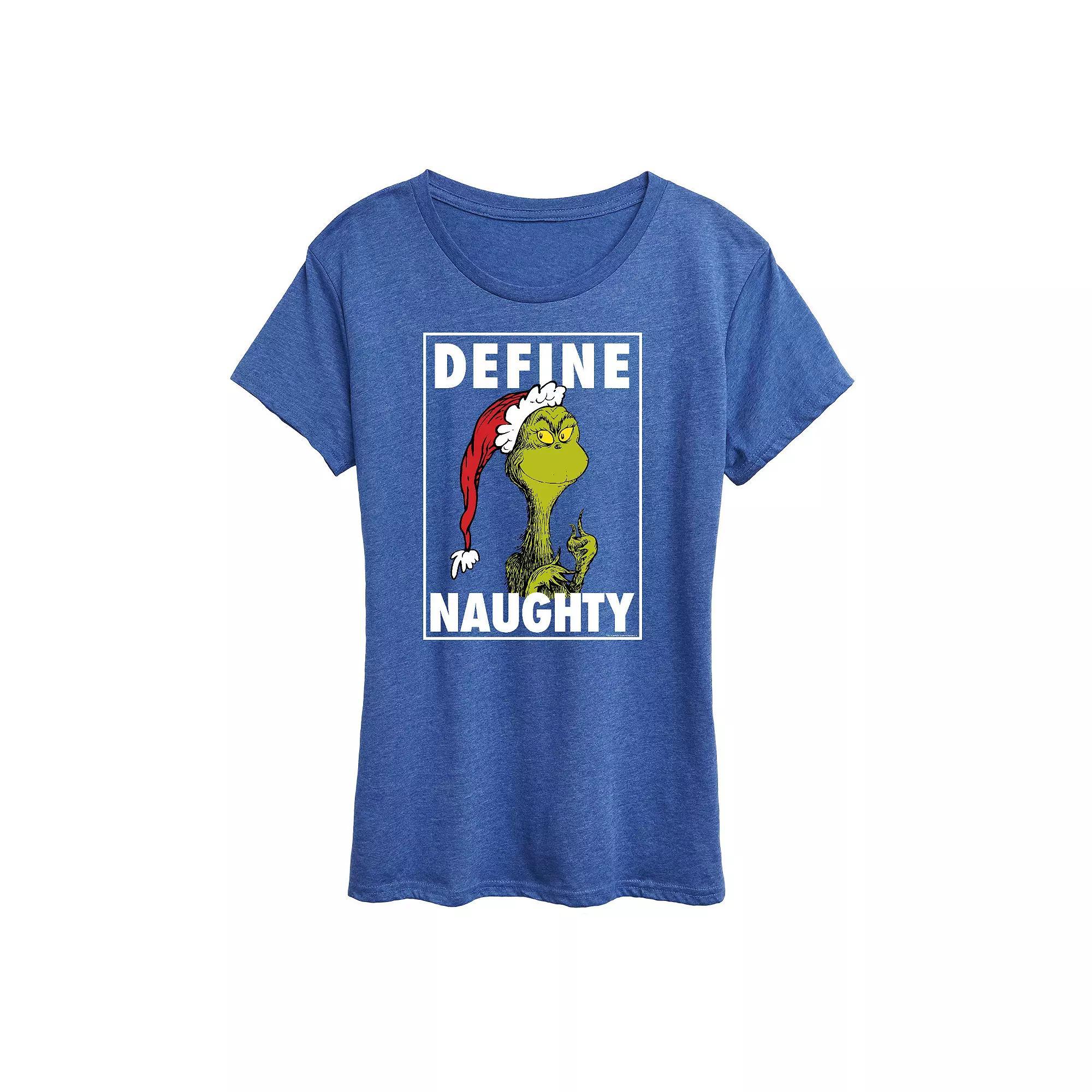 Women's Dr. Seuss The Grinch Define Naughty Graphic Tee, Girl's, Size: XXL, Grey Gray Product Image