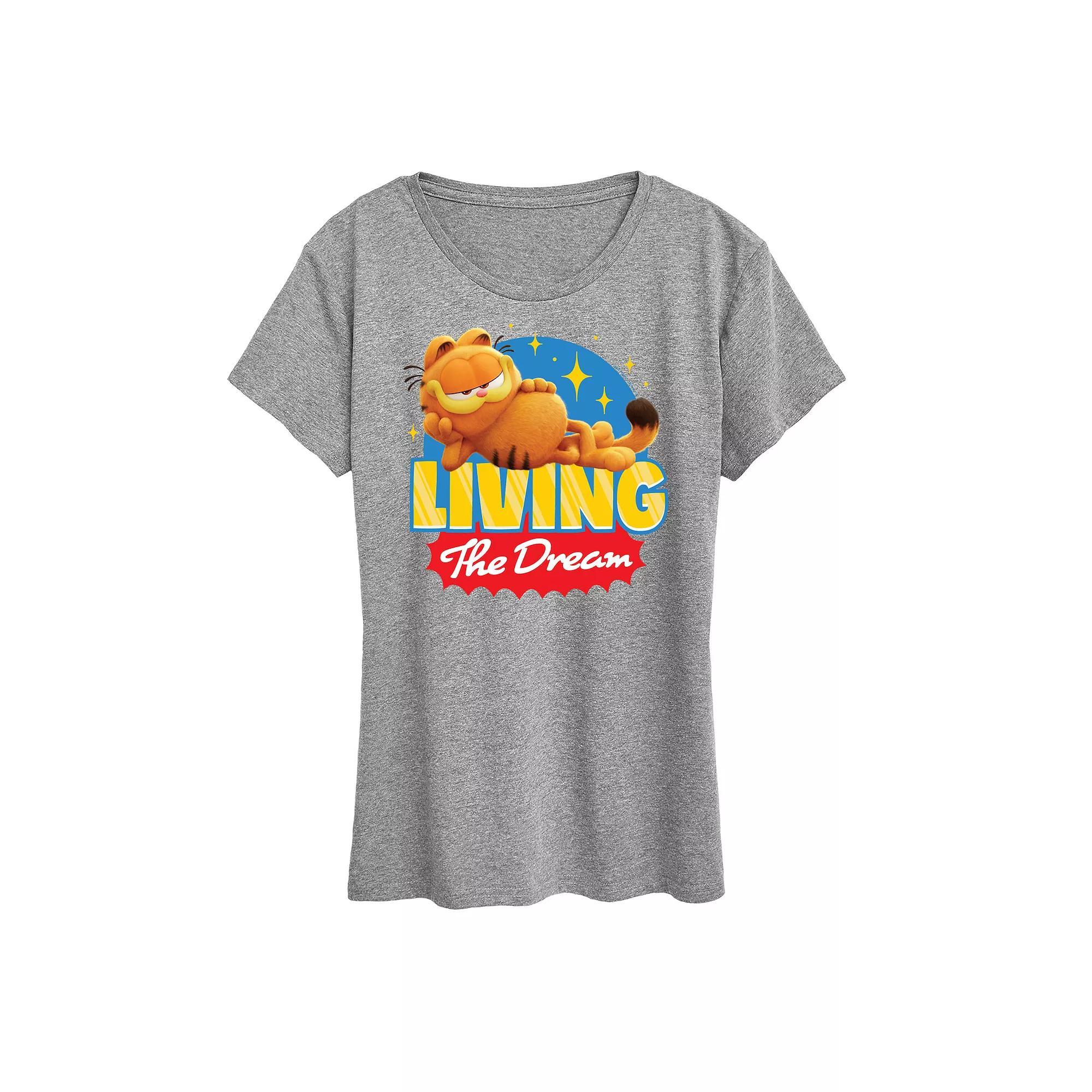 Womens The Garfield Movie Living The Dream Graphic Tee Grey Gray Product Image