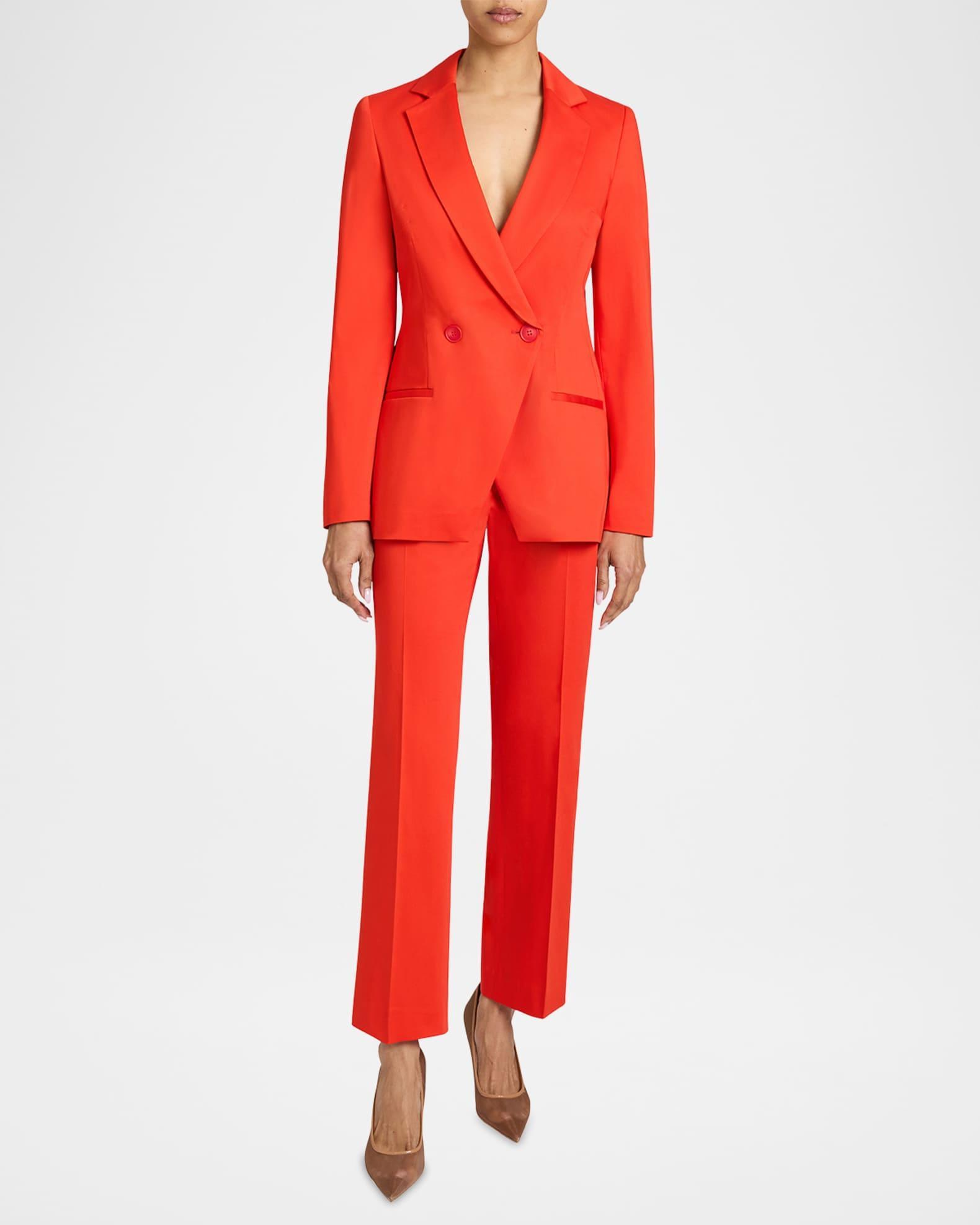 Roma Cropped Straight-Leg Stretch Cotton Pants Product Image