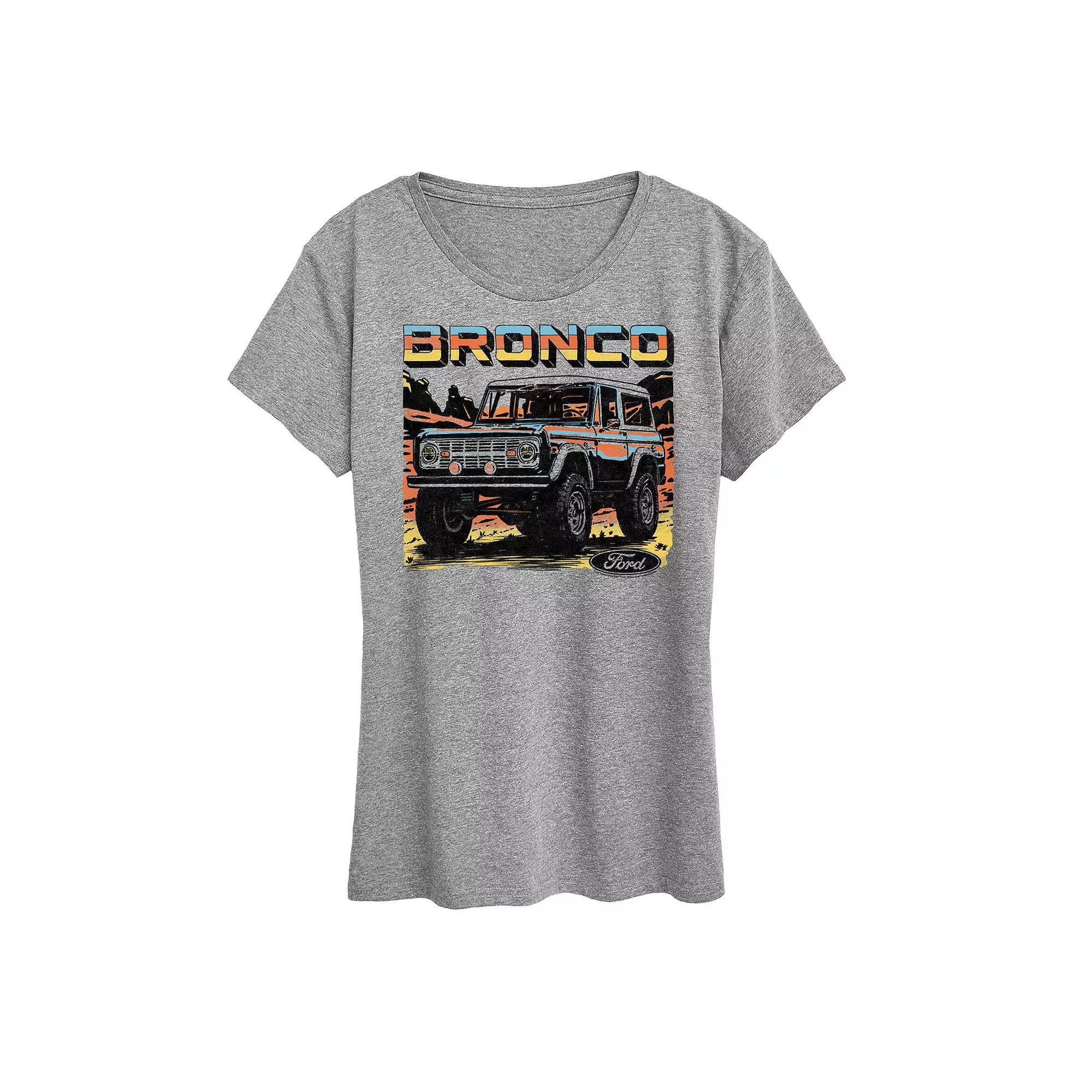 Womens Ford Bronco Illustration Graphic Tee Grey Royal Blue Product Image