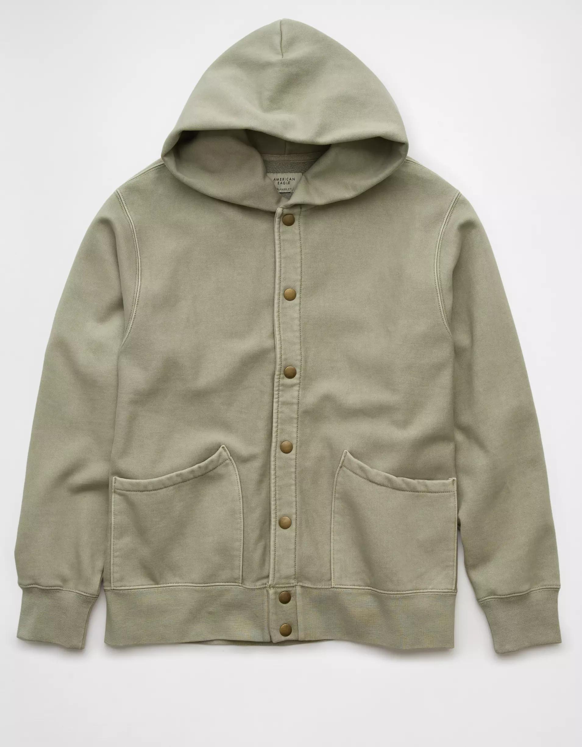 AE Laidback Luxe Heavyweight Button-Up Hoodie Product Image