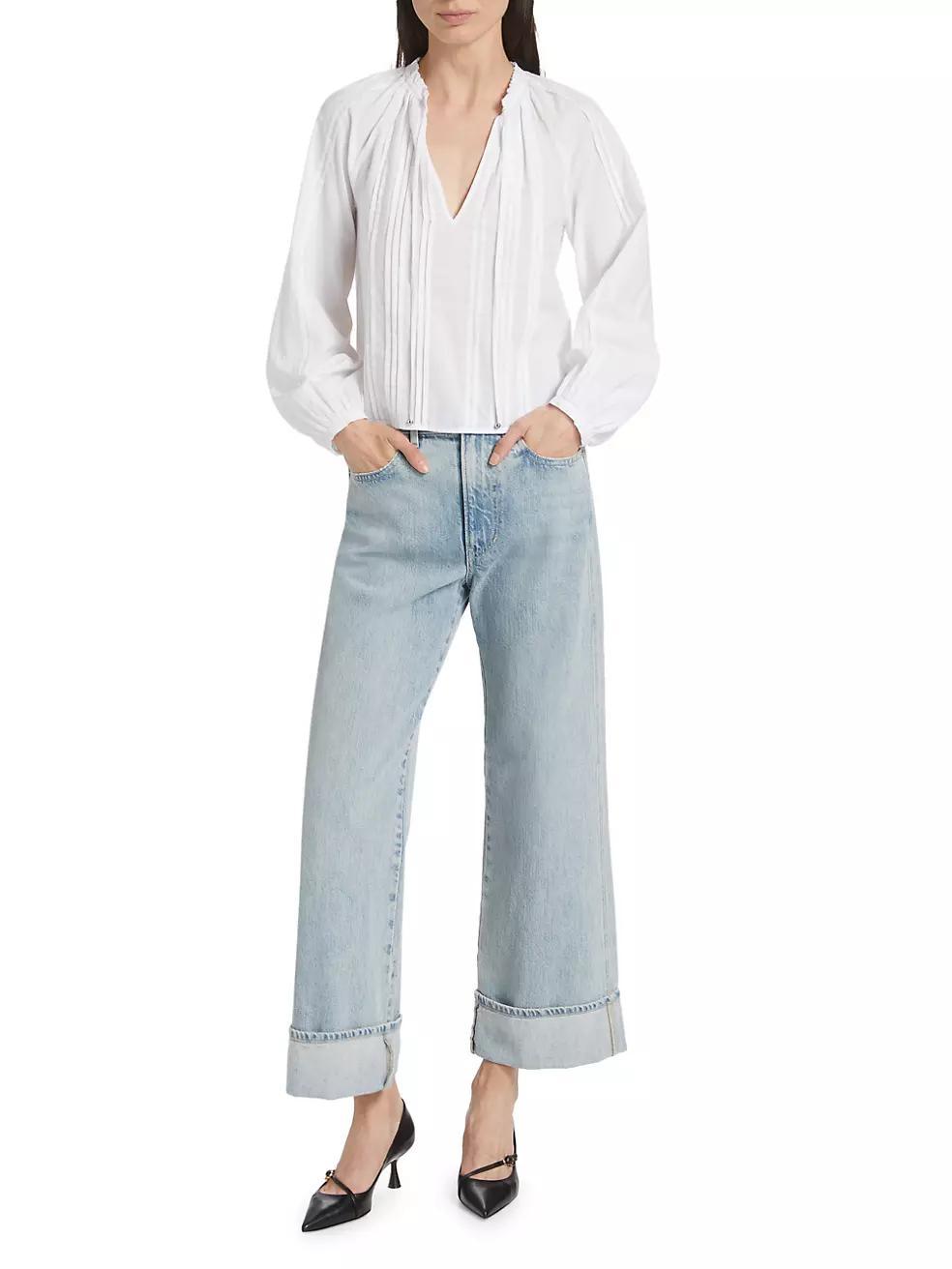 Jaxon Cotton Pintuck Blouse Product Image