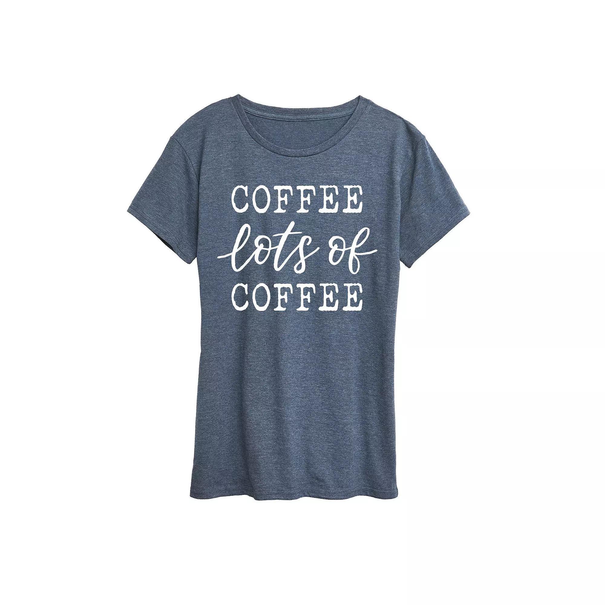 Womens Coffee Lots Of Coffee Graphic Tee, Girls Grey Blue Product Image