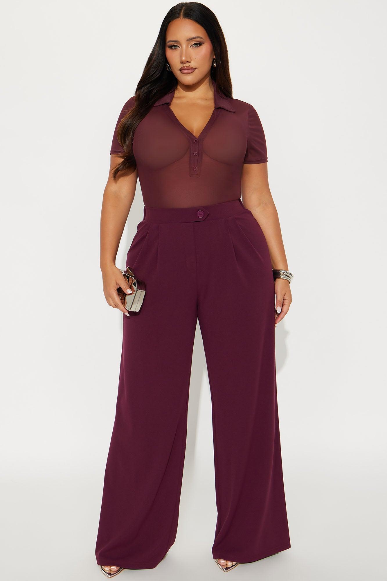 What Matters Most Wide Leg Trouser - Burgundy Female Product Image