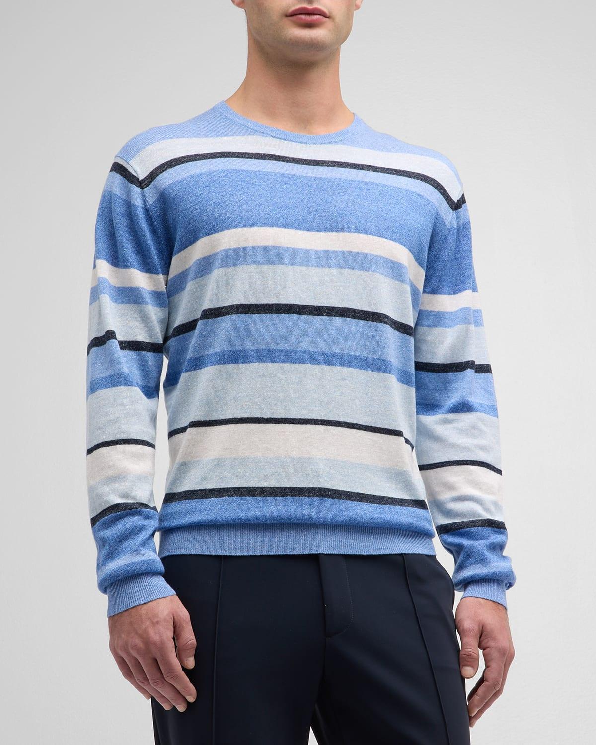 Men's Serene Linen-Wool Stripe Crewneck Sweater Product Image