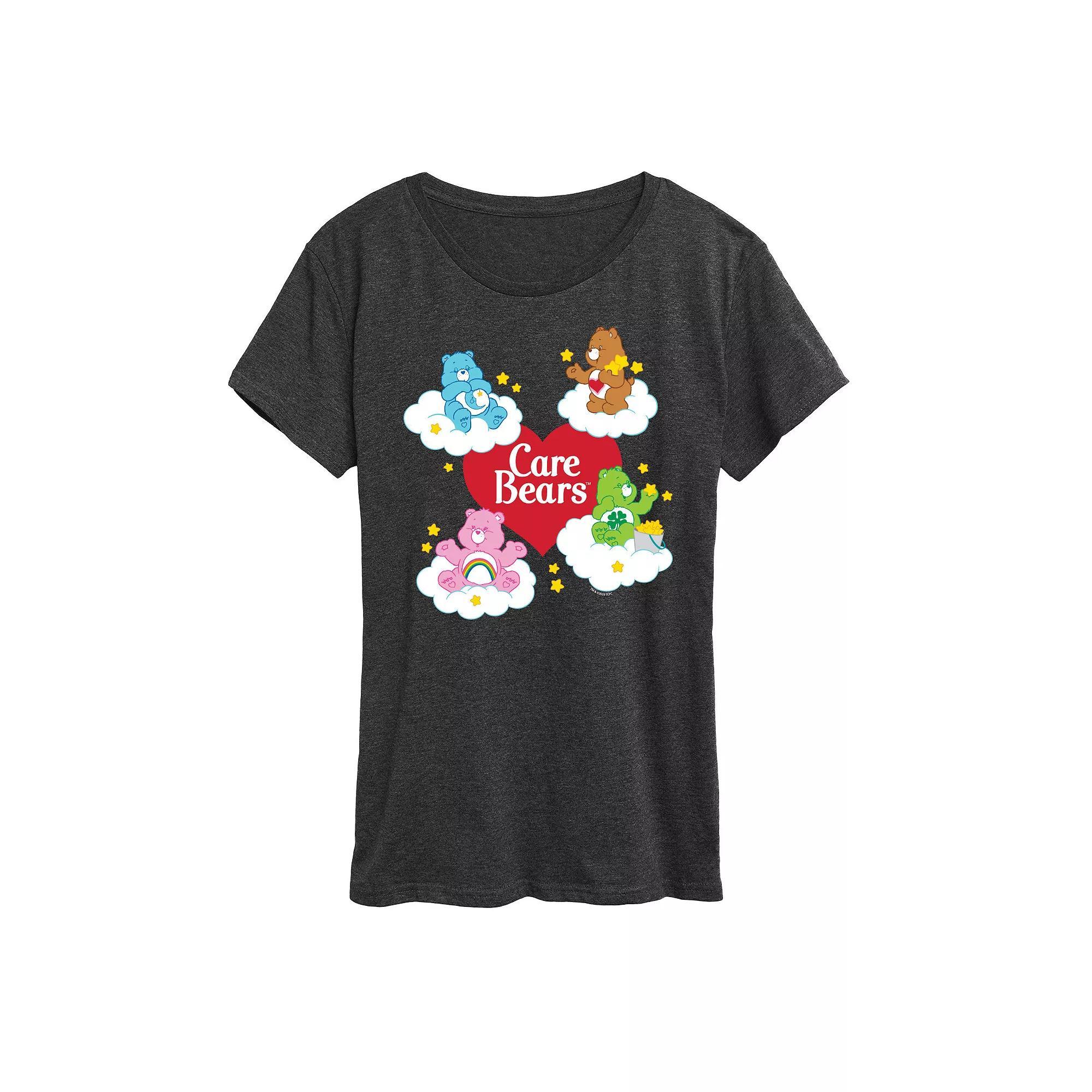 Womens Care Bears Heart And Bear Logo Graphic Tee Grey Blue Product Image