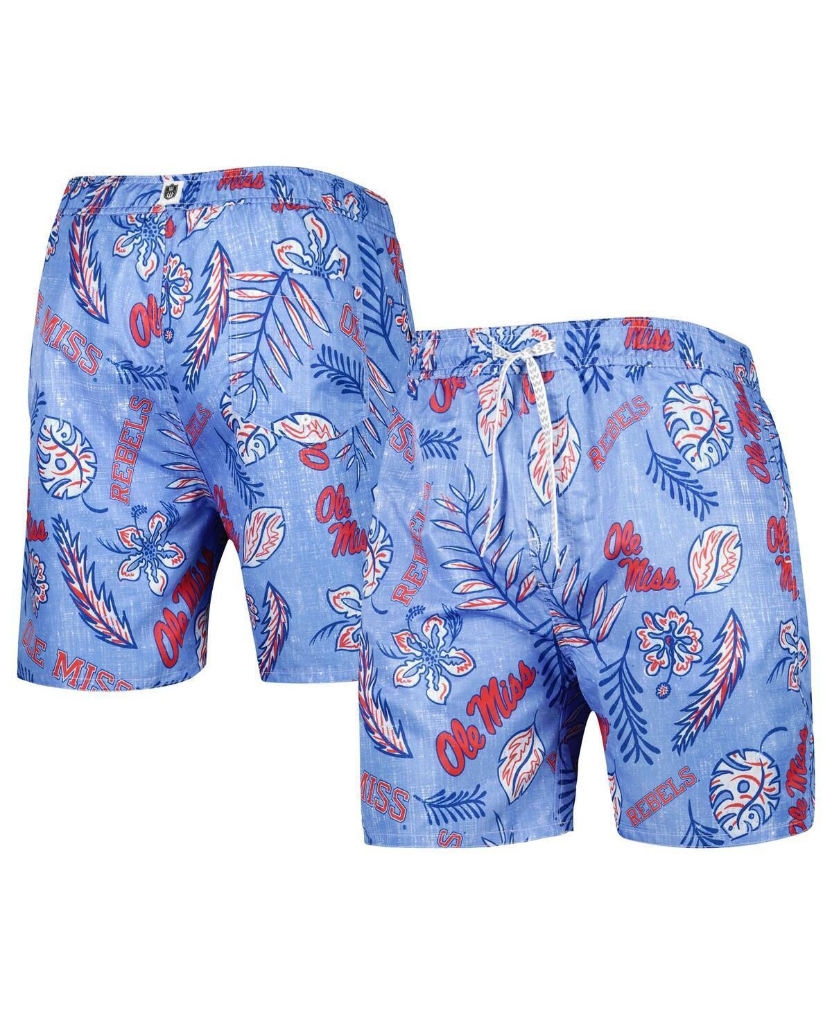 Men's Wes & Willy Powder Blue Ole Miss Rebels Vintage Floral Swim Trunks, Size: 2XL, Light Product Image