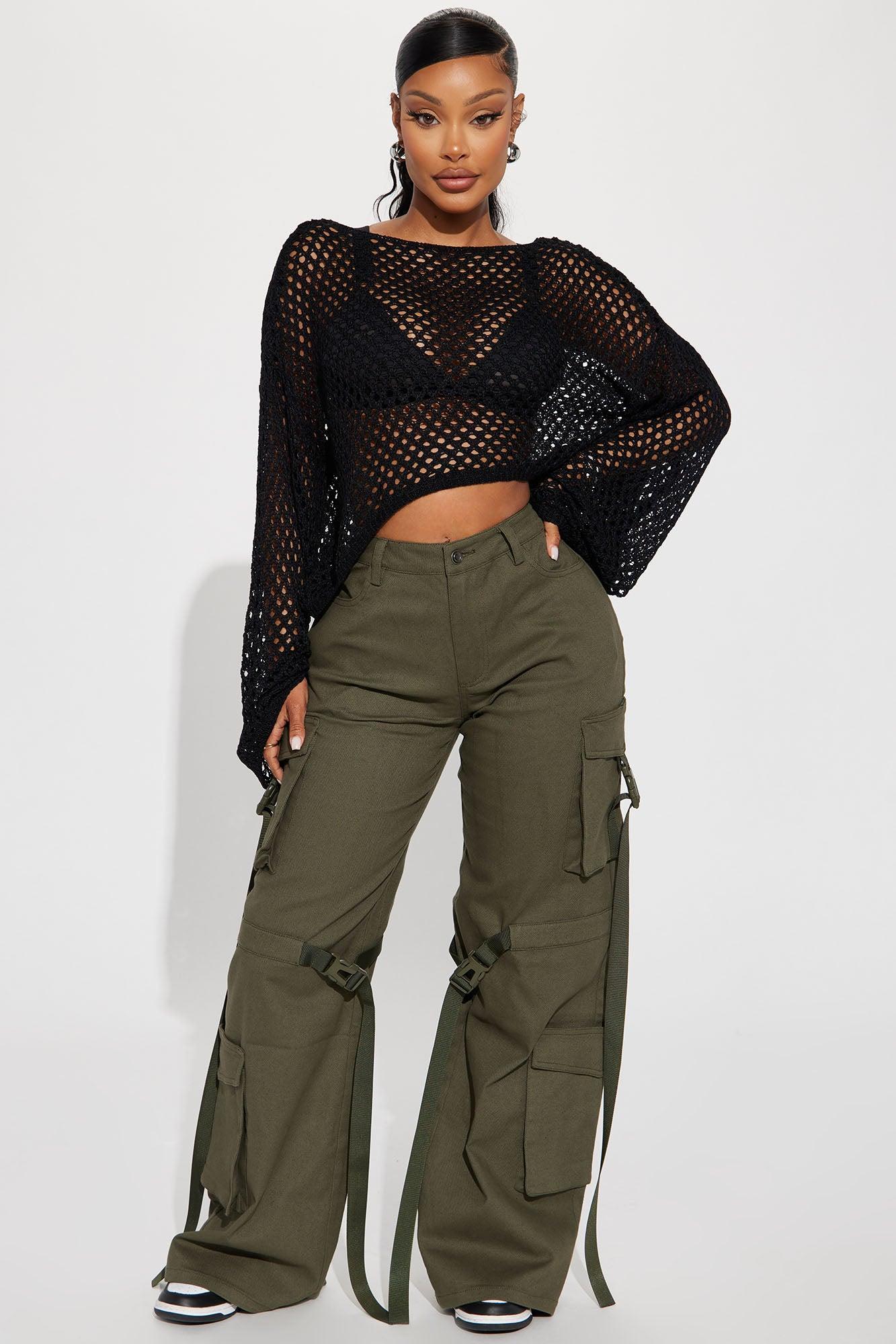Sun Spirit Crochet Sweater - Black Product Image