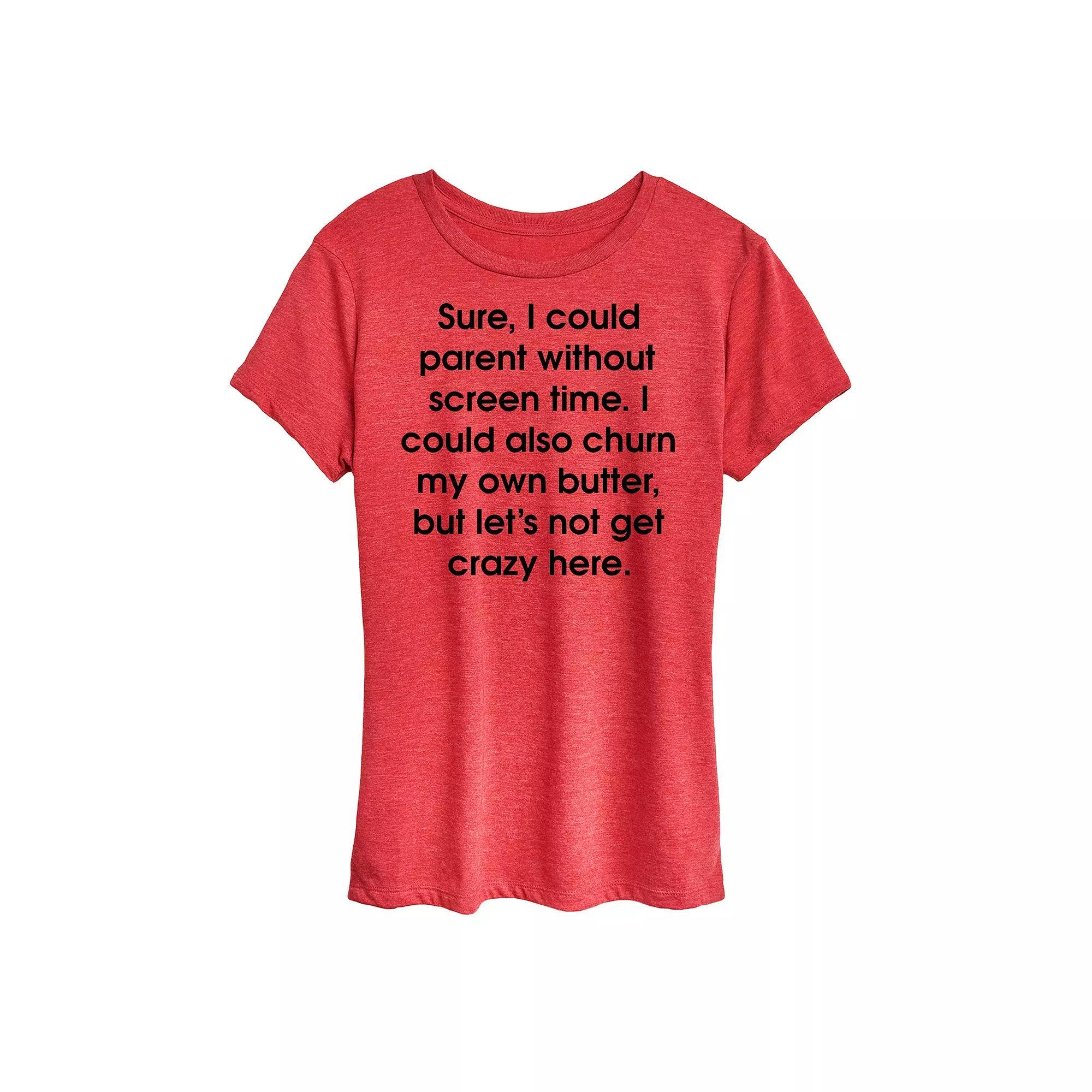 Womens Parent Without Screen Time Graphic Tee Grey Red Product Image