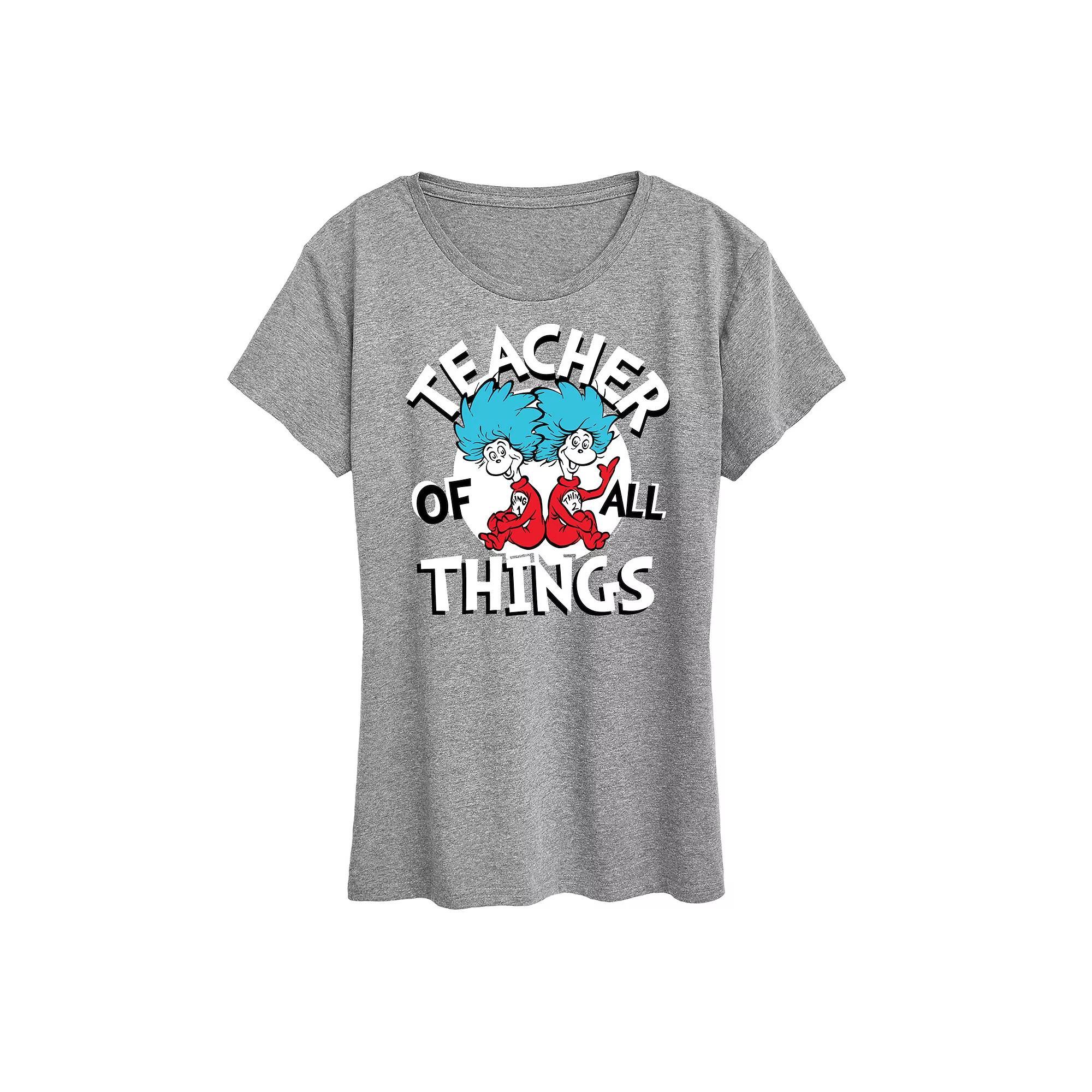 Women's Dr. Seuss Teacher Of All Things Graphic Tee, Size: XXL, Grey Royal Blue Product Image