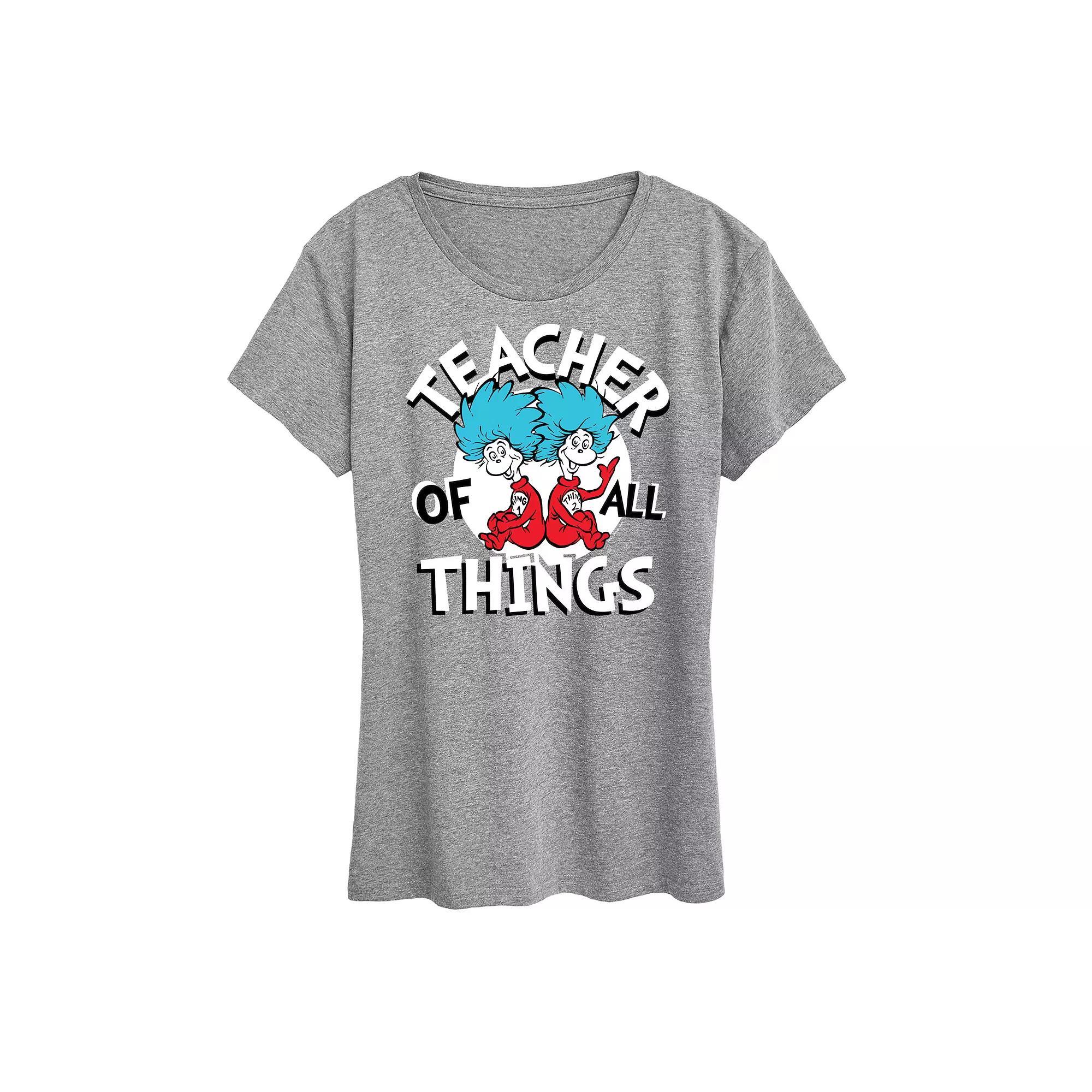 Womens Dr. Seuss Love Stacked Graphic Tee Grey Dark Red Product Image
