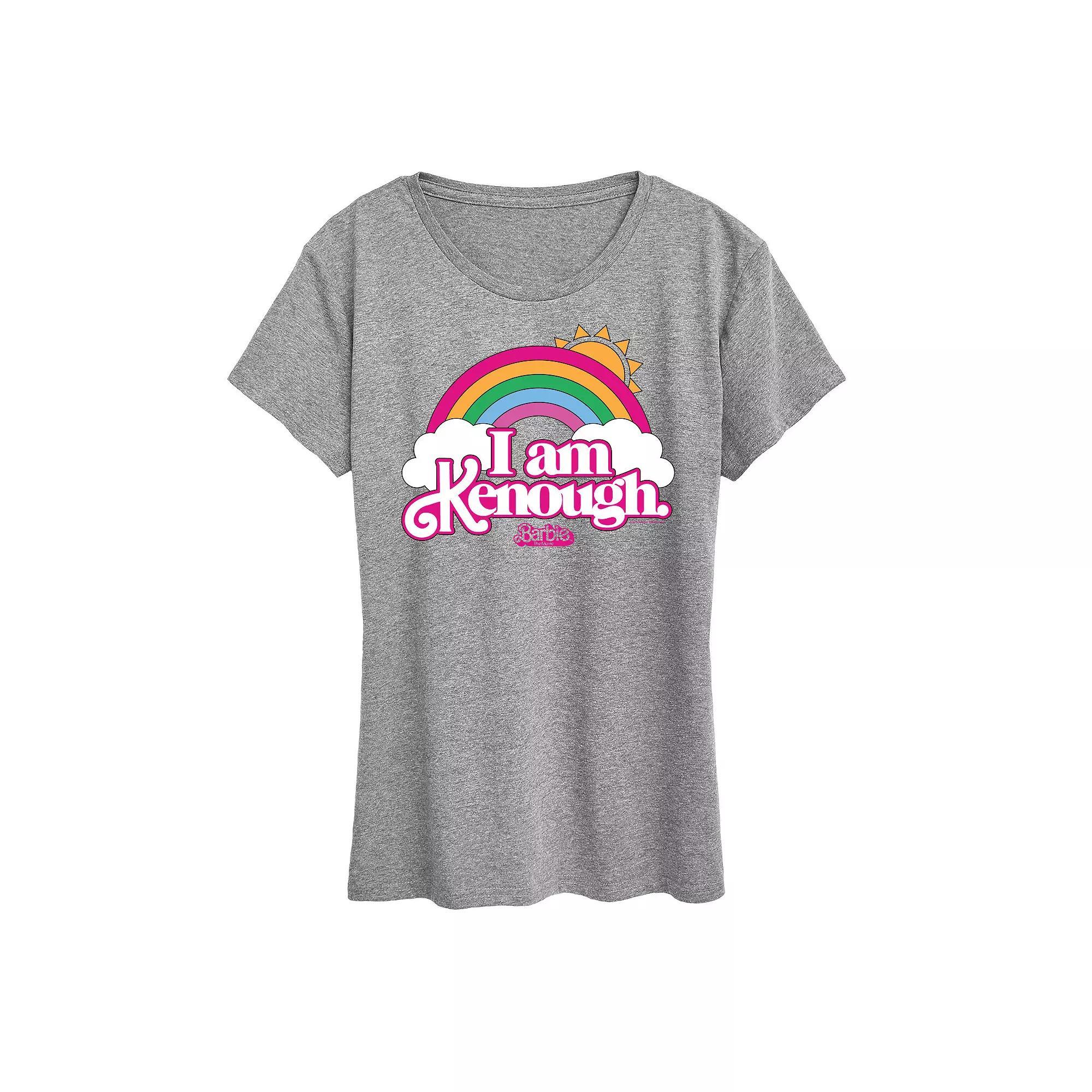Womens Barbie The Movie Kenough Rainbow Graphic Tee, Girls Grey Royal Blue Product Image