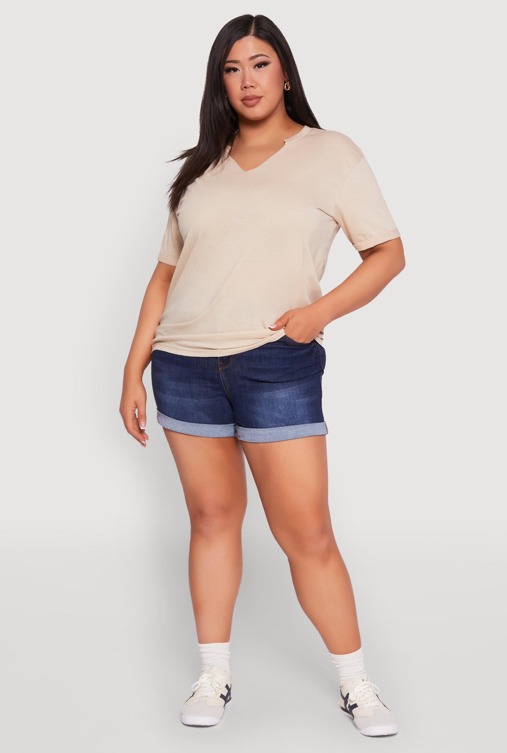 Womens Plus Size Notch Neck T Shirt Product Image